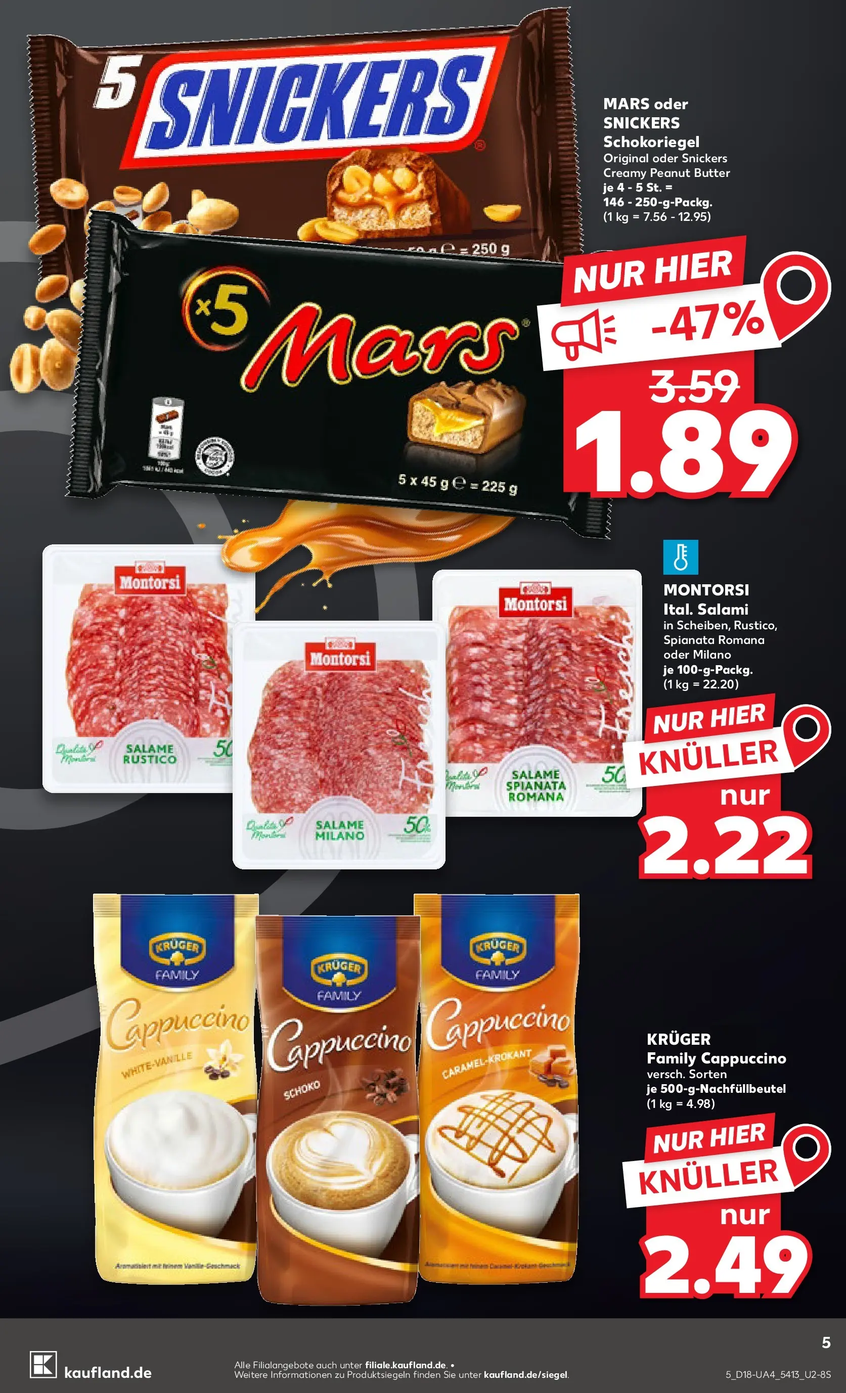 Prospekt Kaufland ab 30.04.2026 » Angebote Online zum Blättern | Seite: 5 | Produkte: Butter, Snickers, Mars, Salami