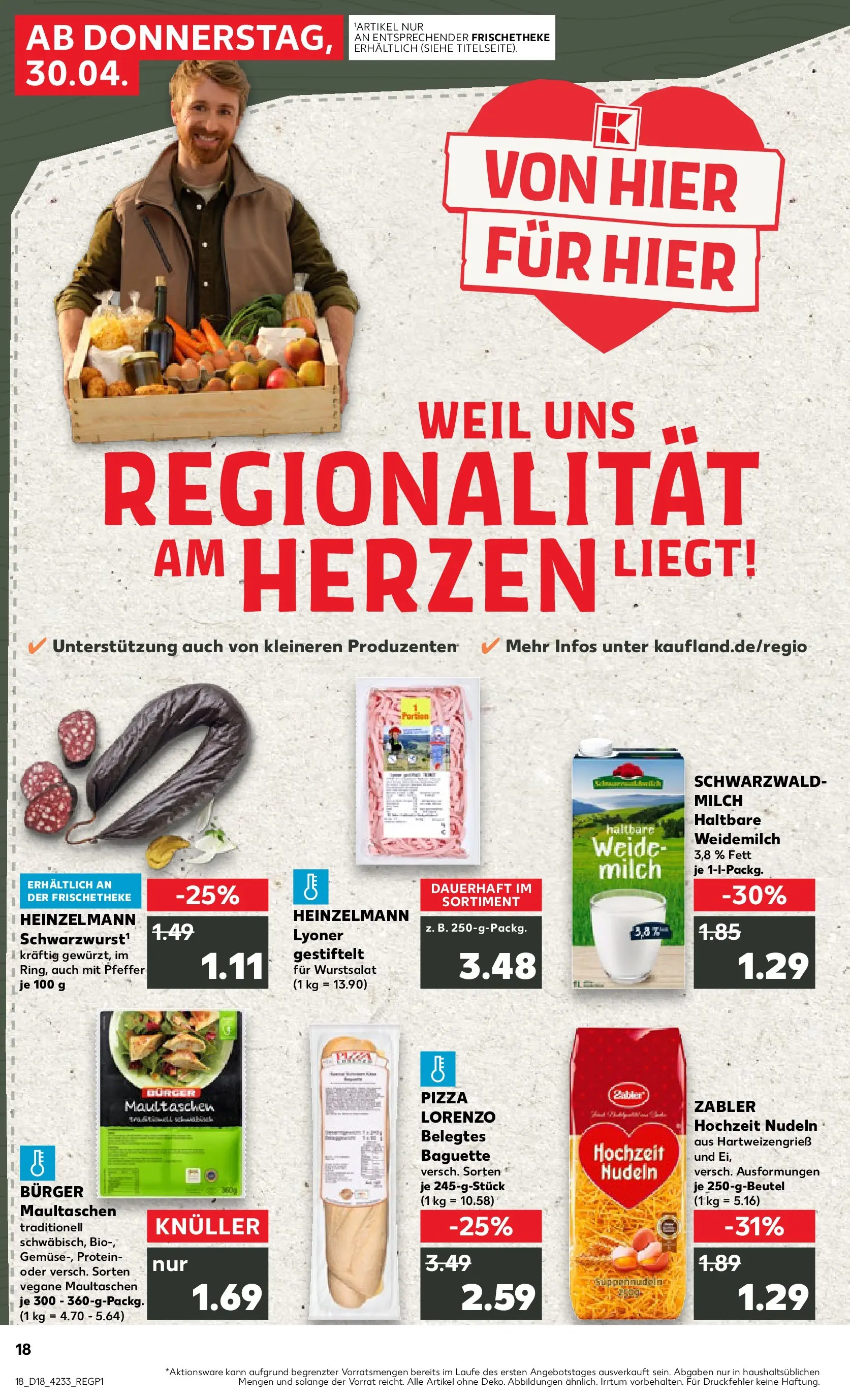 Prospekt Kaufland ab 30.04.2026 » Angebote Online zum Blättern | Seite: 18 | Produkte: Burger, Baguette, Pfeffer, Pizza