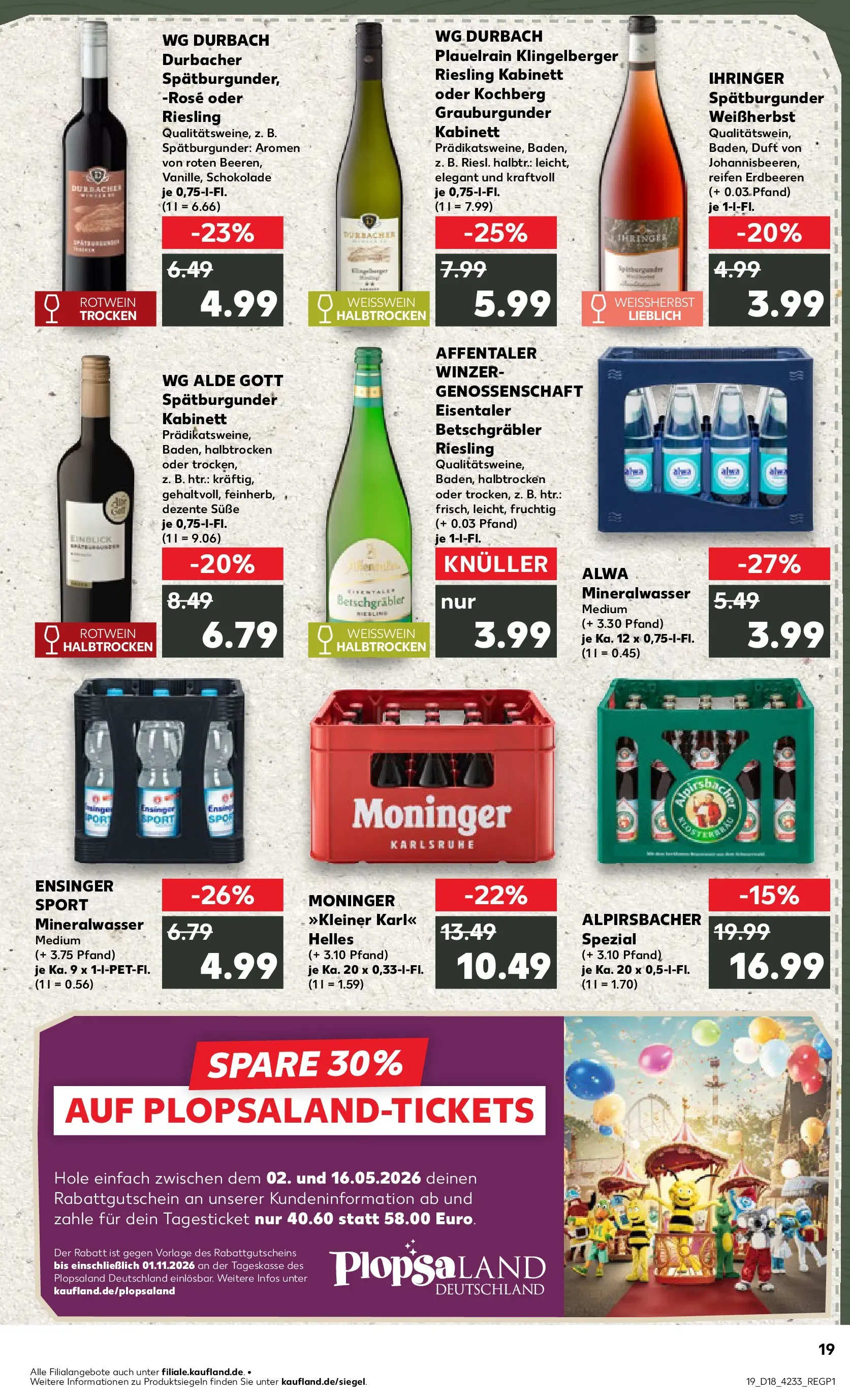 Prospekt Kaufland ab 30.04.2026 » Angebote Online zum Blättern | Seite: 19 | Produkte: Schokolade, Weißwein, Duft, Mineralwasser