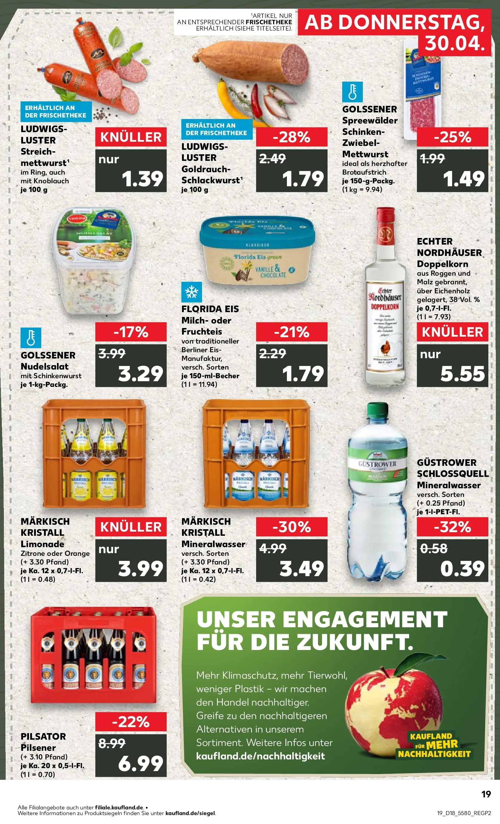 Prospekt Kaufland ab 30.04.2026 » Angebote Online zum Blättern | Seite: 19 | Produkte: Berliner, Zitrone, Pasta, Eis
