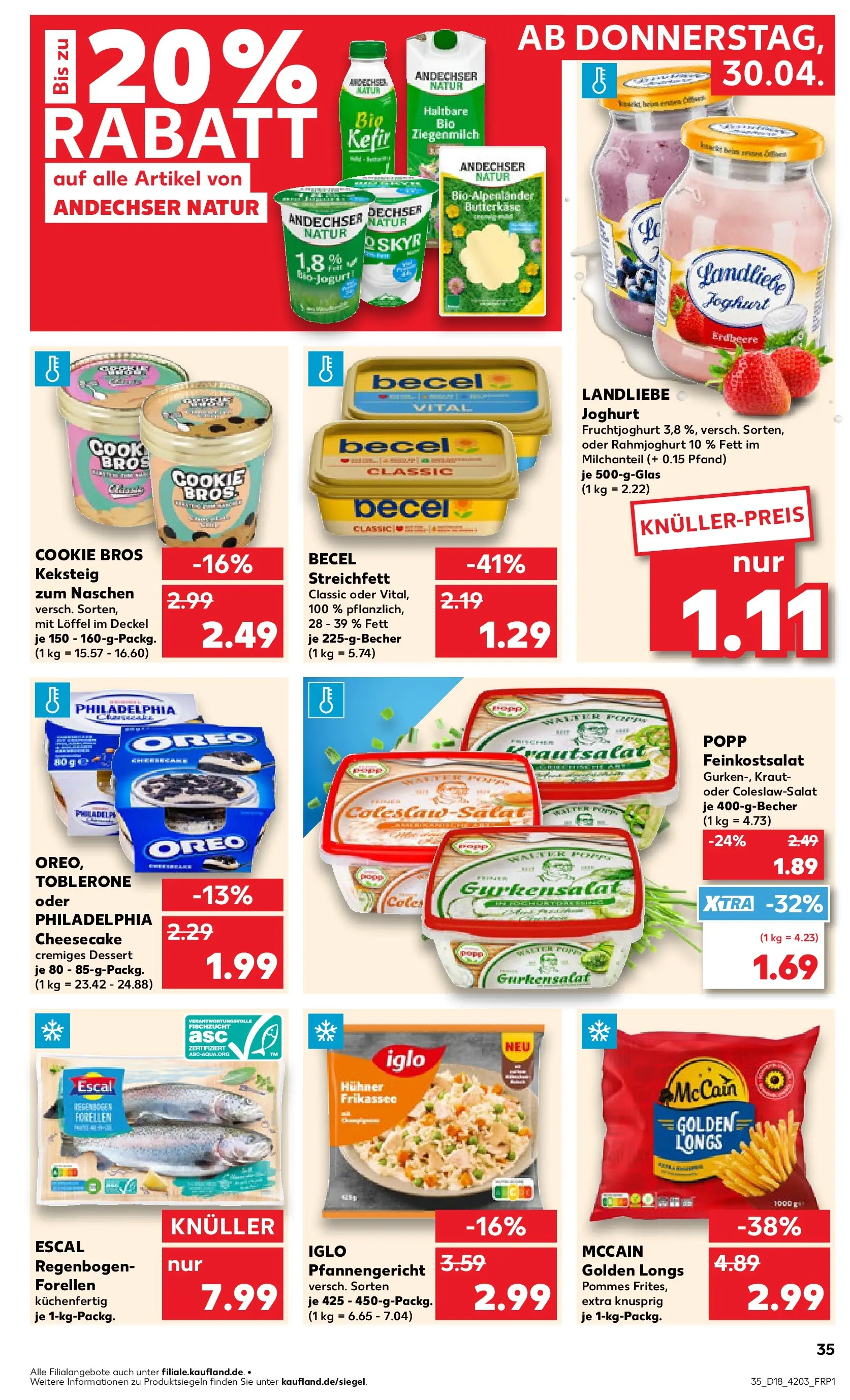 Prospekt Kaufland ab 30.04.2026 » Angebote Online zum Blättern | Seite: 35 | Produkte: Joghurt, Philadelphia, Skyr, Kraut