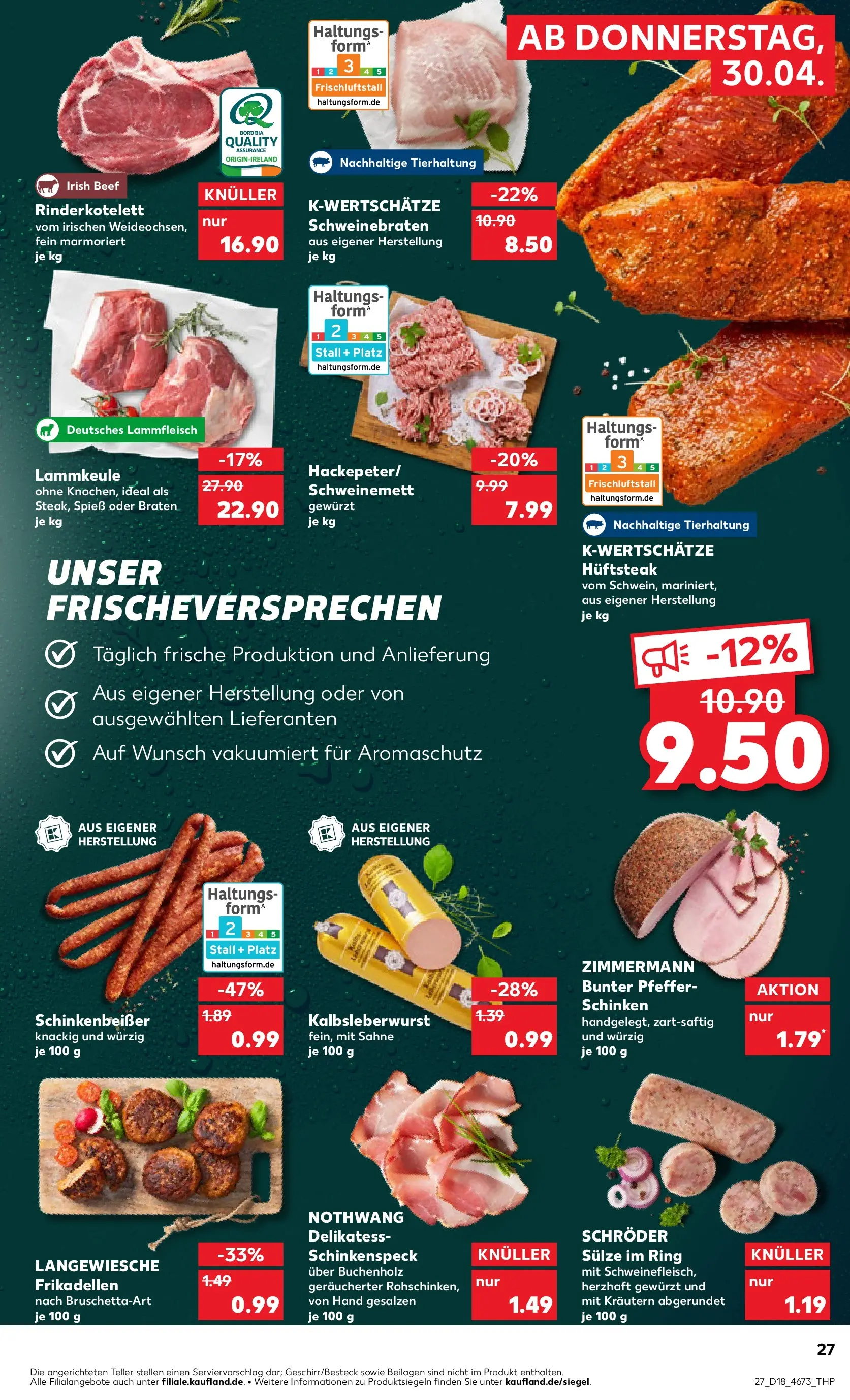 Prospekt Kaufland ab 30.04.2026 » Angebote Online zum Blättern | Seite: 27 | Produkte: Lammkeule, Pfeffer, Schinken, Sahne