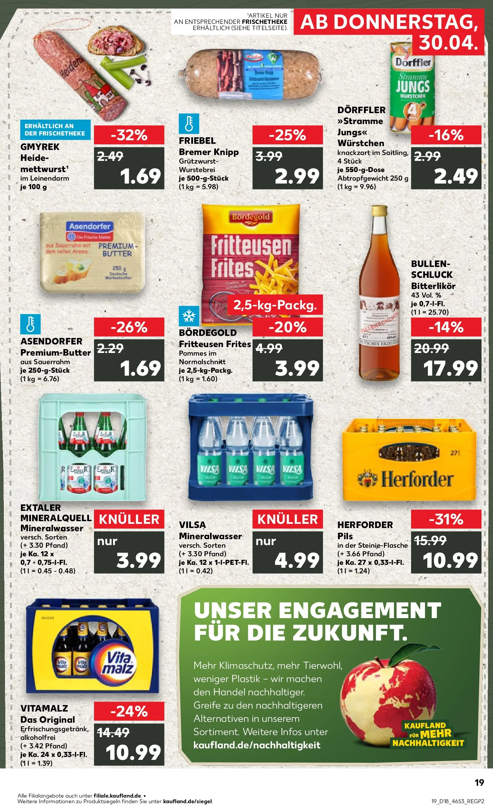 Prospekt Kaufland ab 30.04.2026 » Angebote Online zum Blättern | Seite: 19 | Produkte: Butter, Pommes, Mineralwasser, Sauerrahm