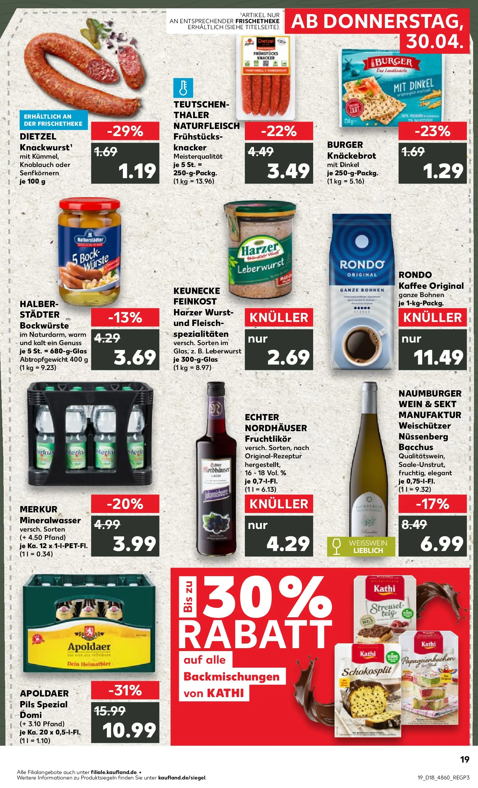 Prospekt Kaufland ab 30.04.2026 » Angebote Online zum Blättern | Seite: 19 | Produkte: Kaffee, Sekt, Wurst, Knoblauch