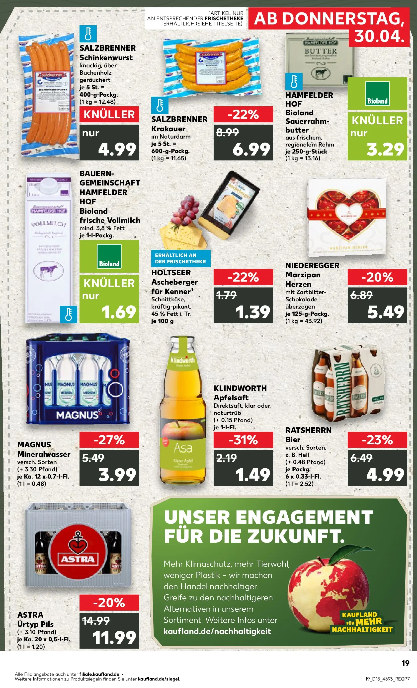 Prospekt Kaufland ab 30.04.2026 » Angebote Online zum Blättern | Seite: 19 | Produkte: Schokolade, Astra, Apfelsaft, Apple