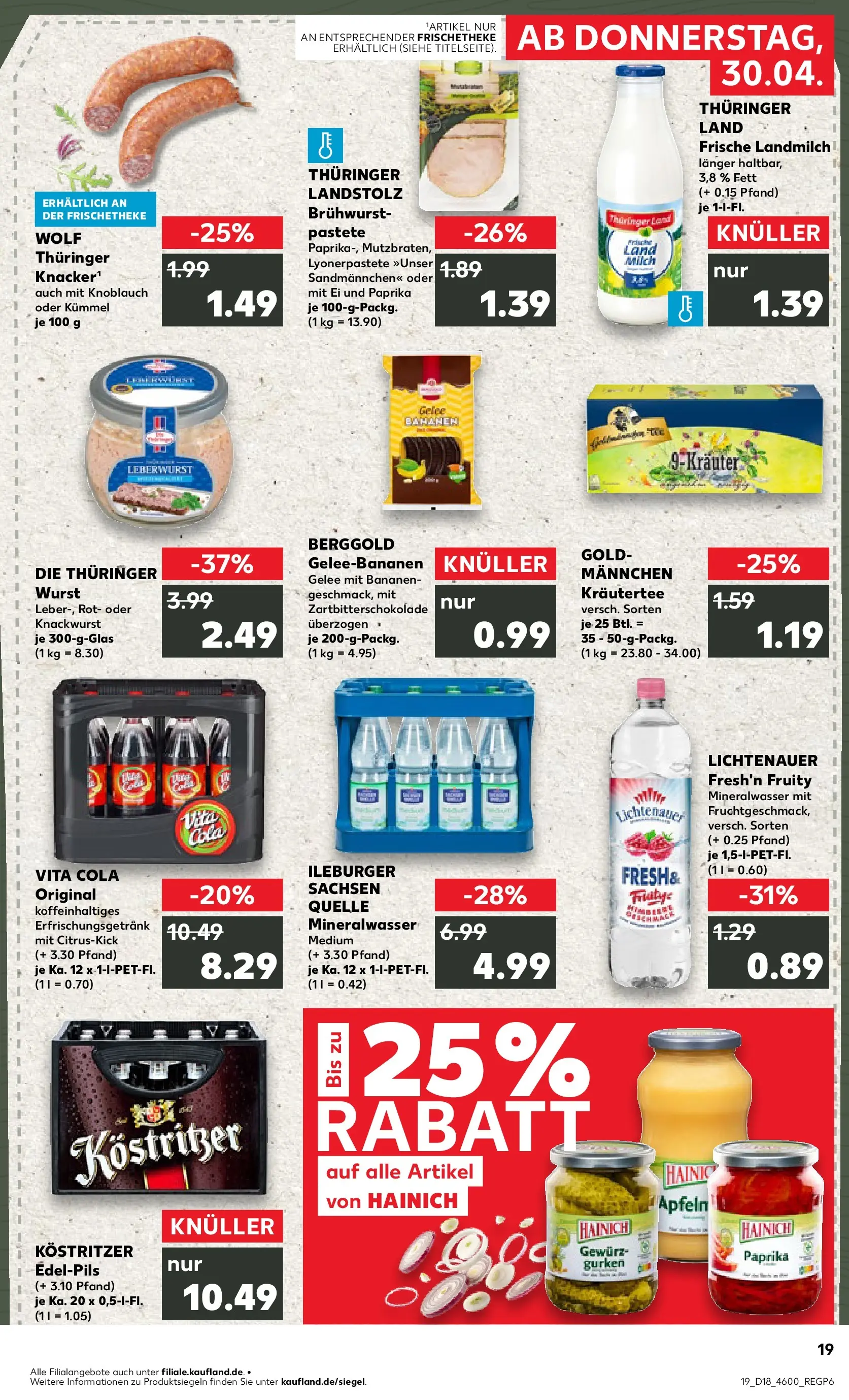 Prospekt Kaufland ab 30.04.2026 » Angebote Online zum Blättern | Seite: 19 | Produkte: Kostritzer, Apple, Vita cola, Gurken