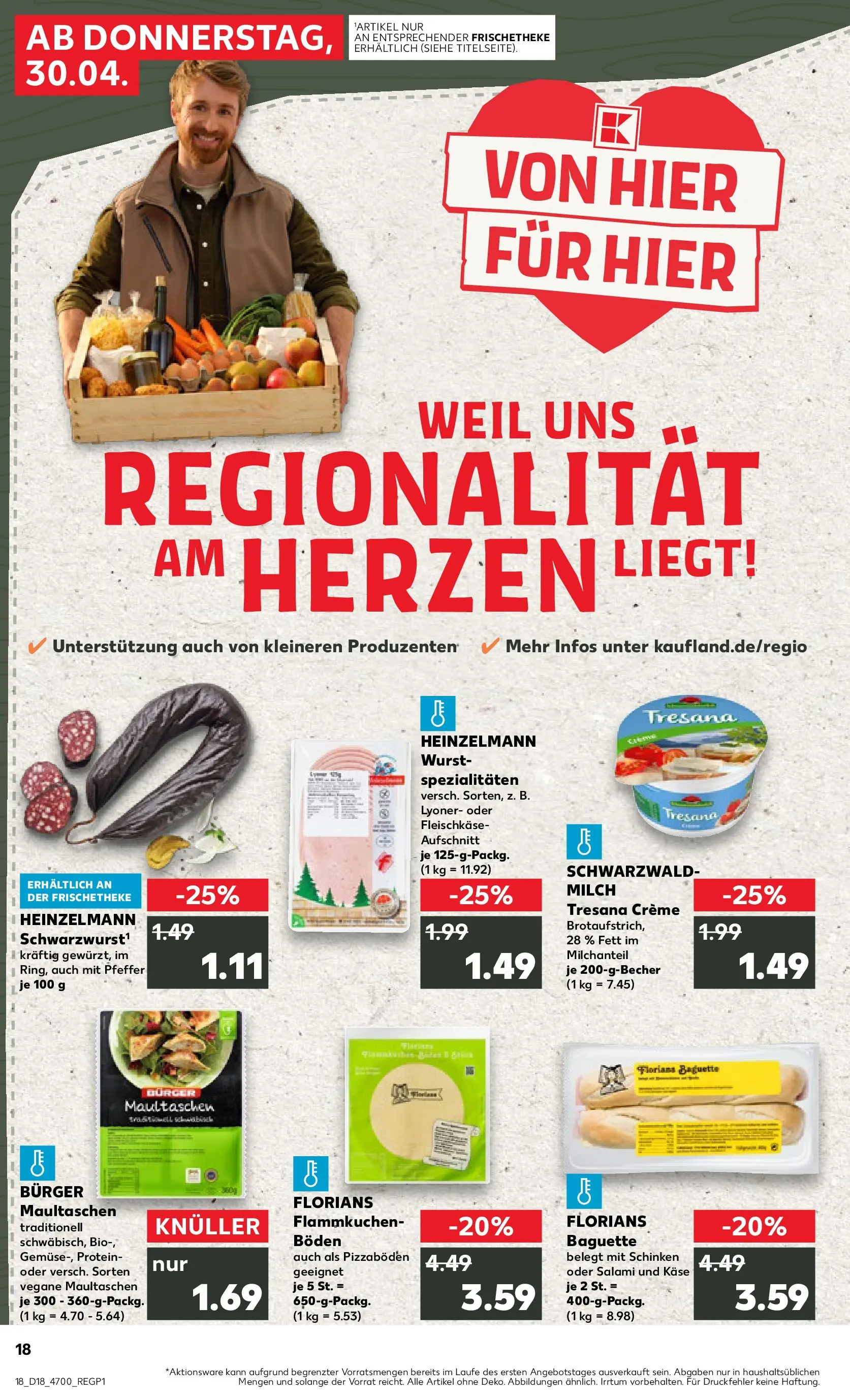 Prospekt Kaufland ab 30.04.2026 » Angebote Online zum Blättern | Seite: 18 | Produkte: Burger, Wurst, Salami, Schinken
