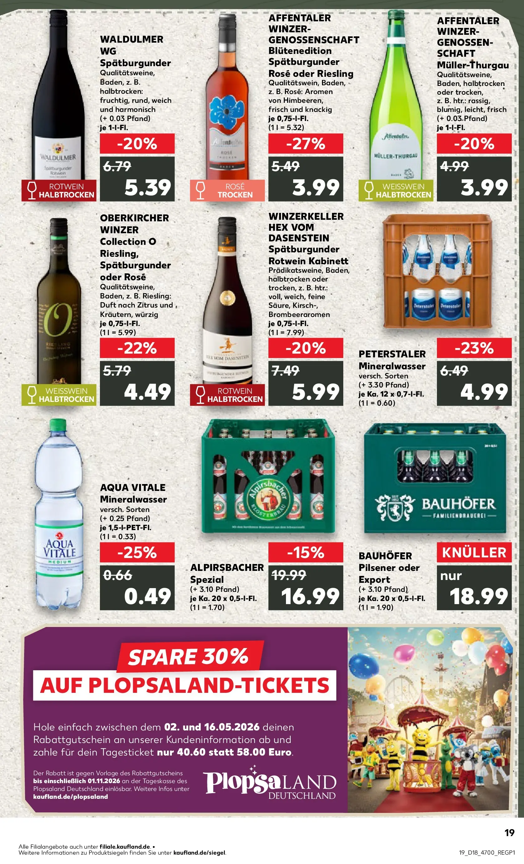 Prospekt Kaufland ab 30.04.2026 » Angebote Online zum Blättern | Seite: 19 | Produkte: Weißwein, Rotwein, Duft, Mineralwasser