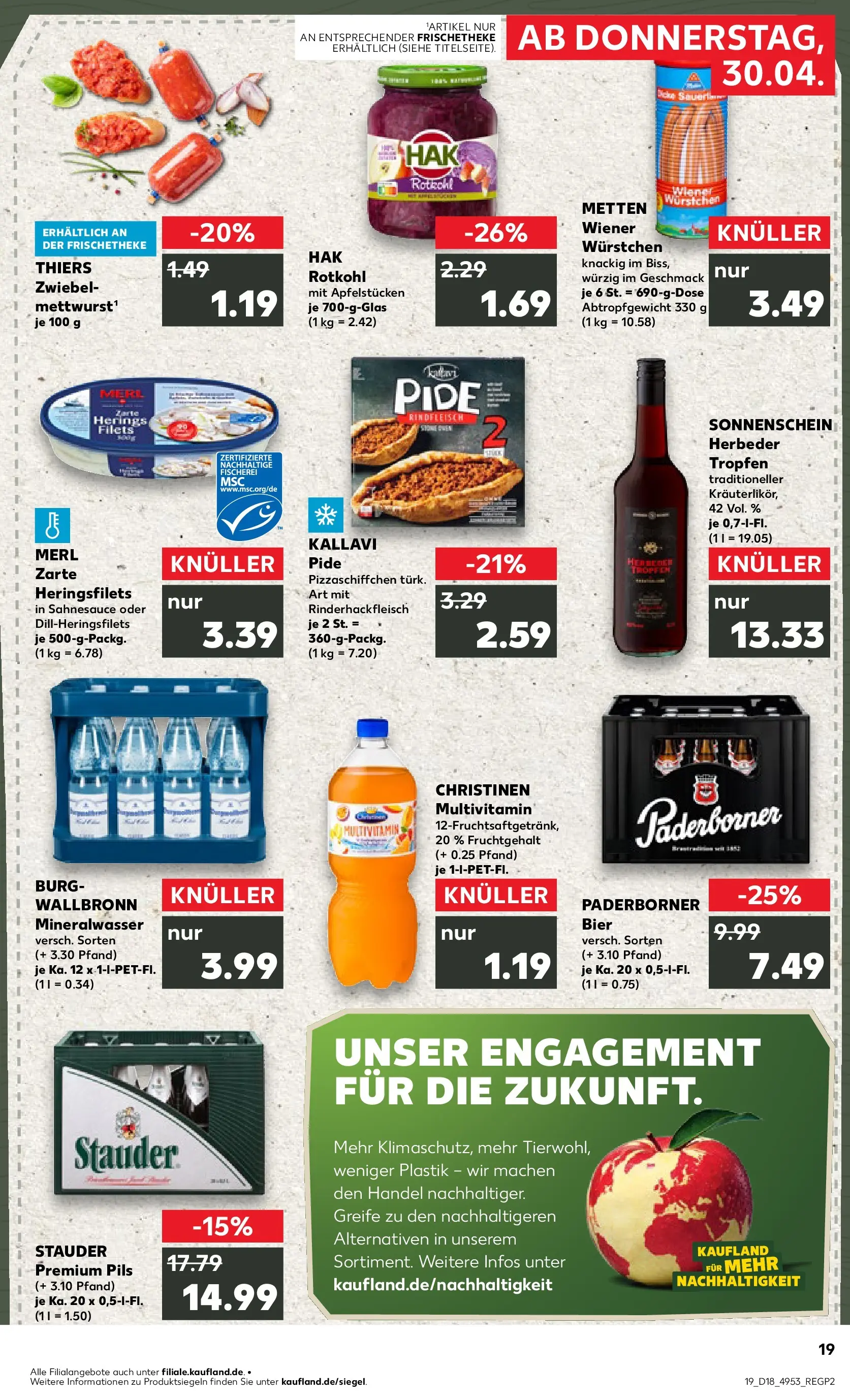 Prospekt Kaufland ab 30.04.2026 » Angebote Online zum Blättern | Seite: 19 | Produkte: Wiener wurstchen, Bier, Pils, Mineralwasser