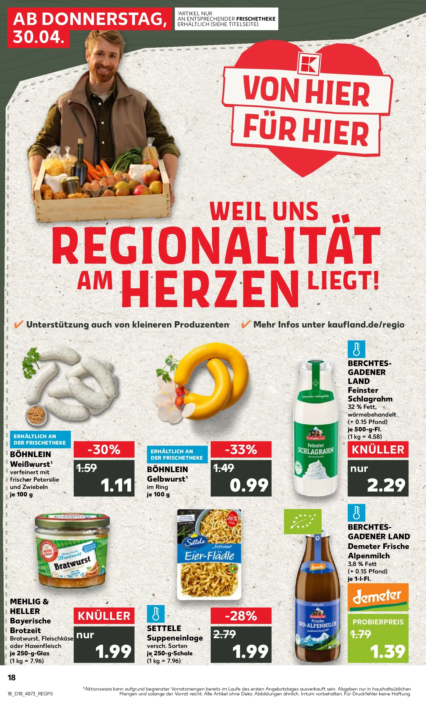 Prospekt Kaufland ab 30.04.2026 » Angebote Online zum Blättern | Seite: 18 | Produkte: Bratwurst, Zwiebeln, Petersilie