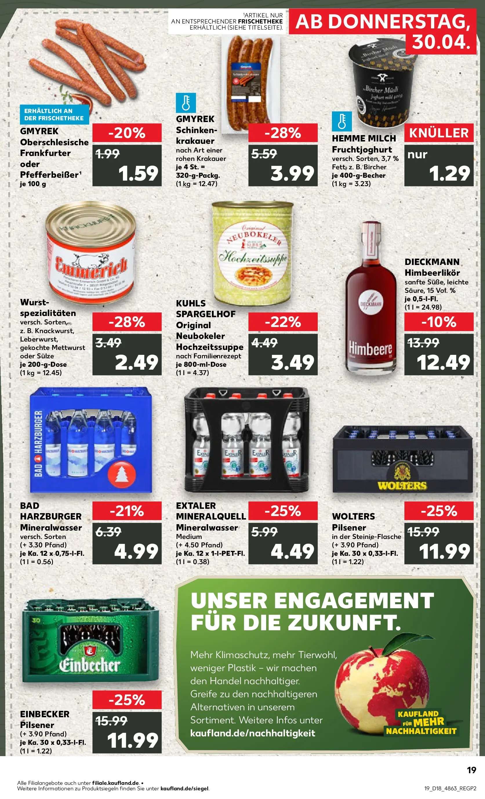 Prospekt Kaufland ab 29.04.2026 » Angebote Online zum Blättern | Seite: 19 | Produkte: Milch, Bad, Wurst, Himbeere