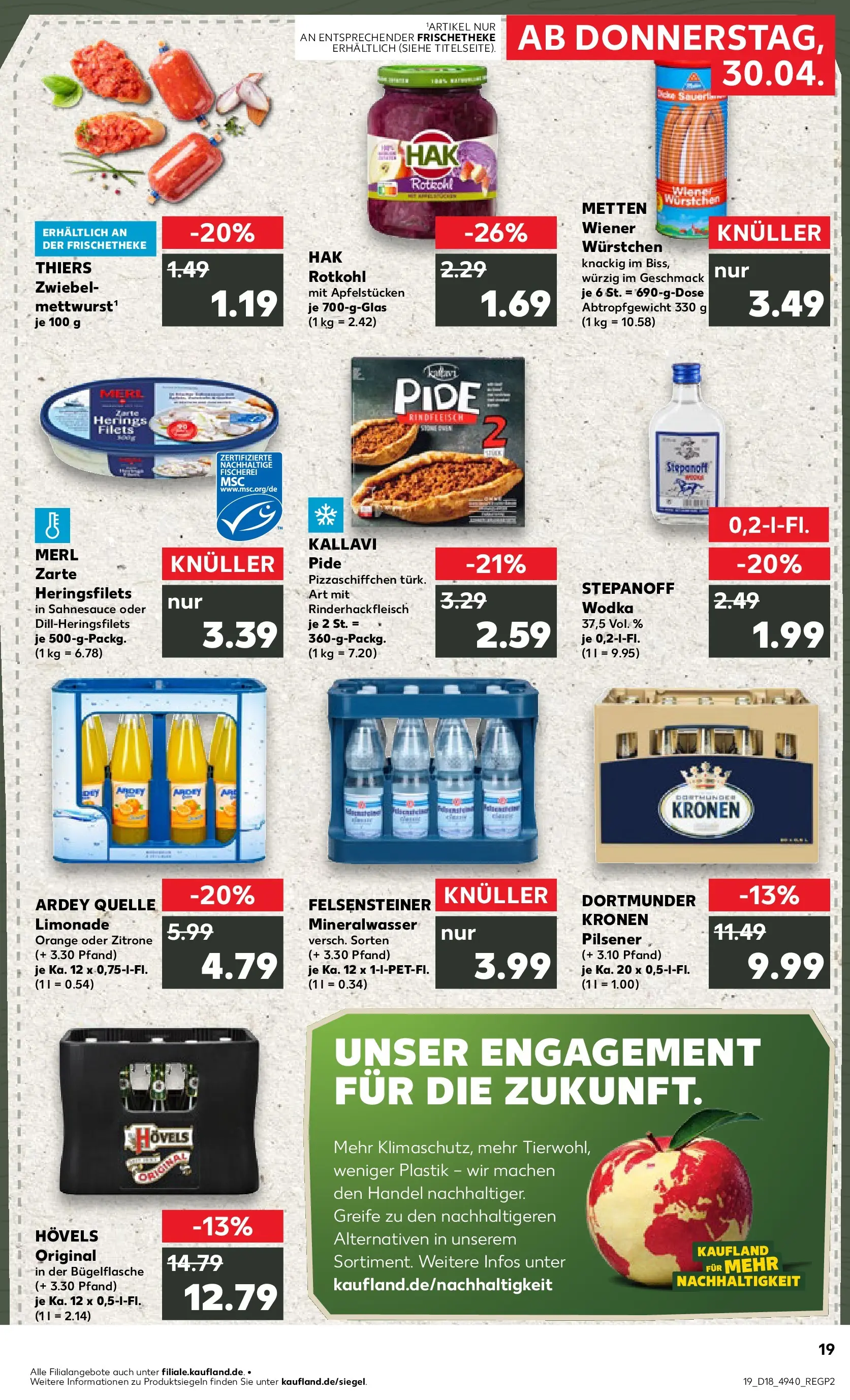 Prospekt Kaufland ab 30.04.2026 » Angebote Online zum Blättern | Seite: 19 | Produkte: Rotkohl, Mineralwasser, Zitrone, Vodka