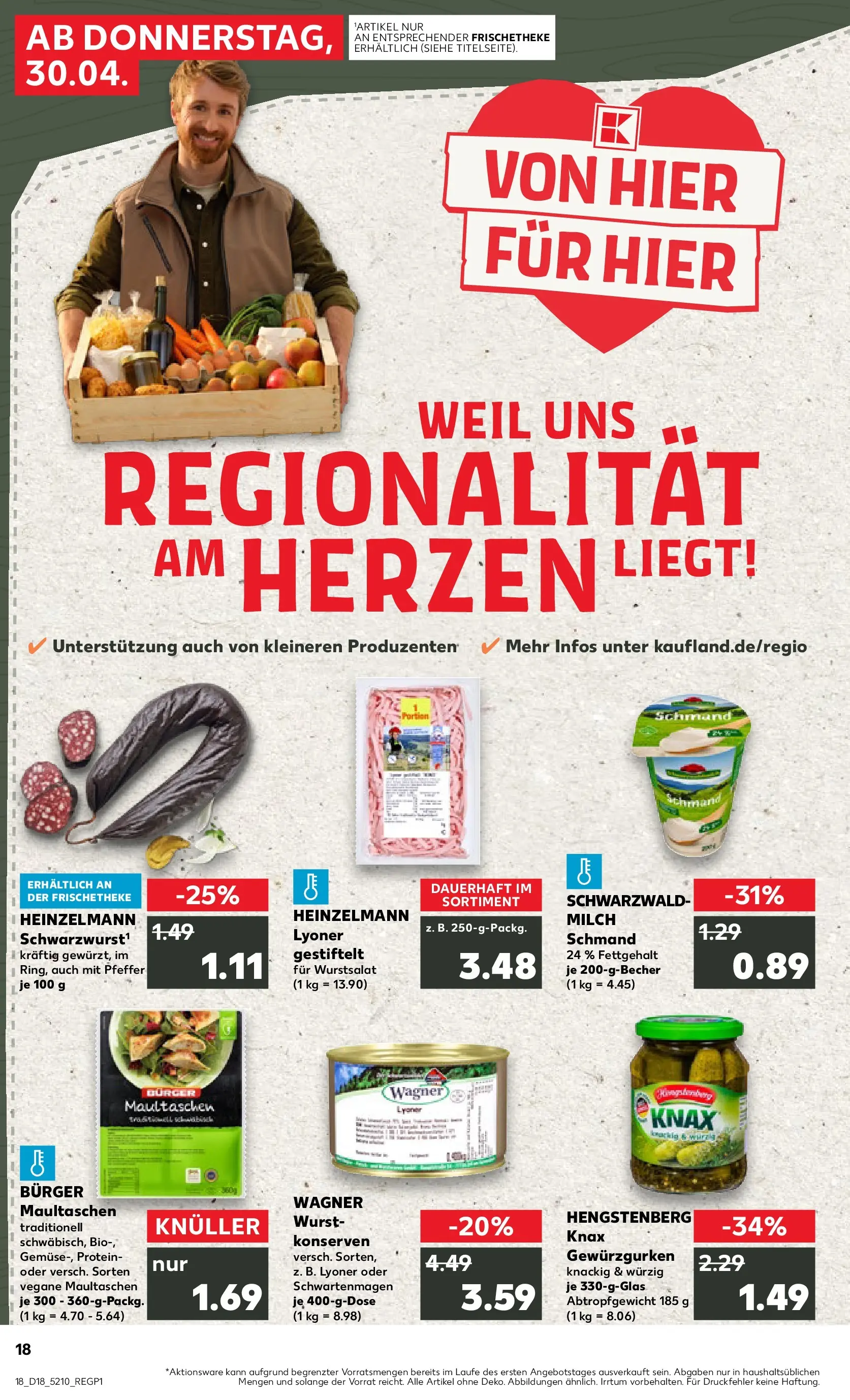 Prospekt Kaufland ab 30.04.2026 » Angebote Online zum Blättern | Seite: 18 | Produkte: Burger, Pfeffer, Wurst, Pasta