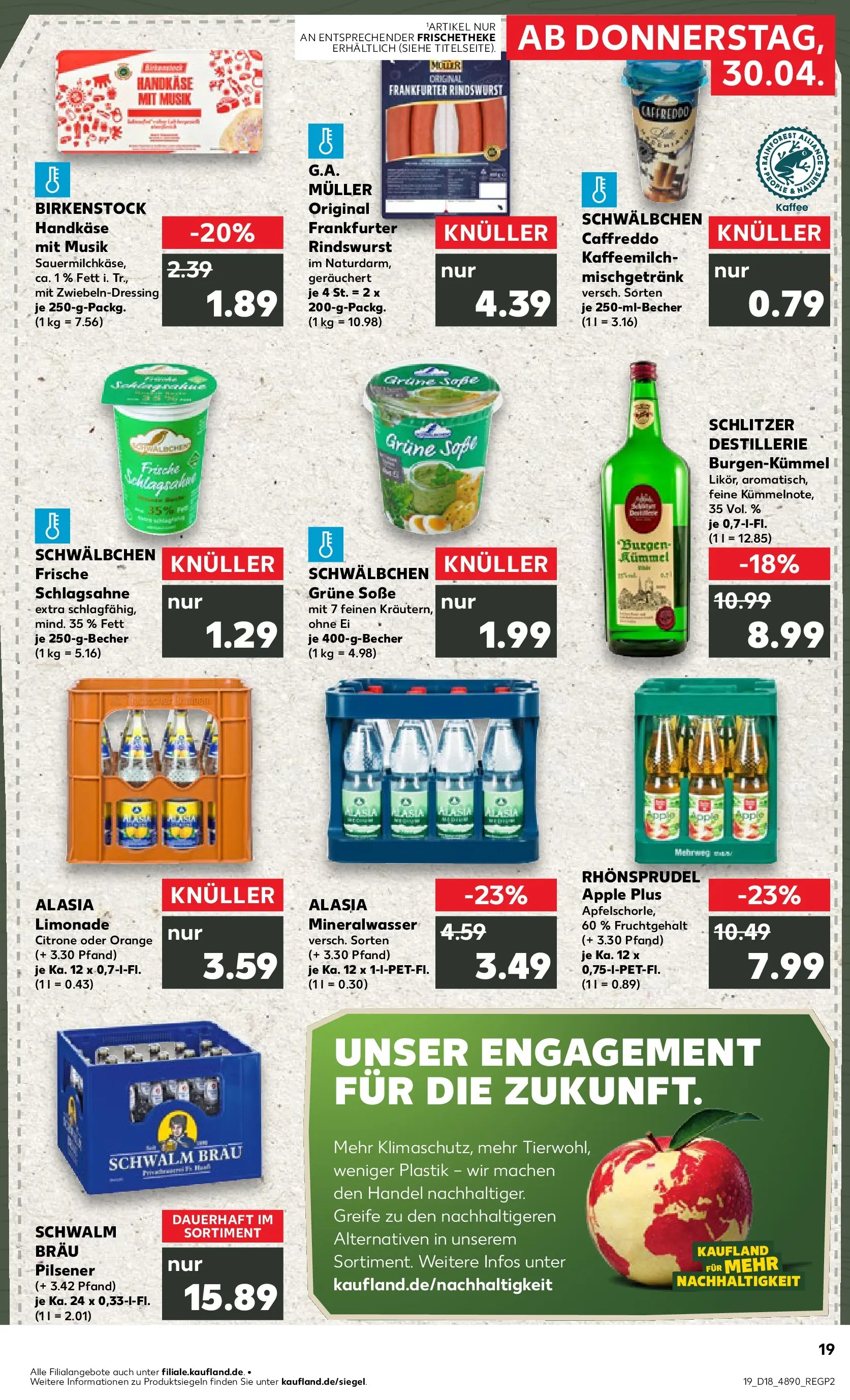 Prospekt Kaufland ab 30.04.2026 » Angebote Online zum Blättern | Seite: 19 | Produkte: Schlagsahne, Kaffee, Apple, Rhonsprudel
