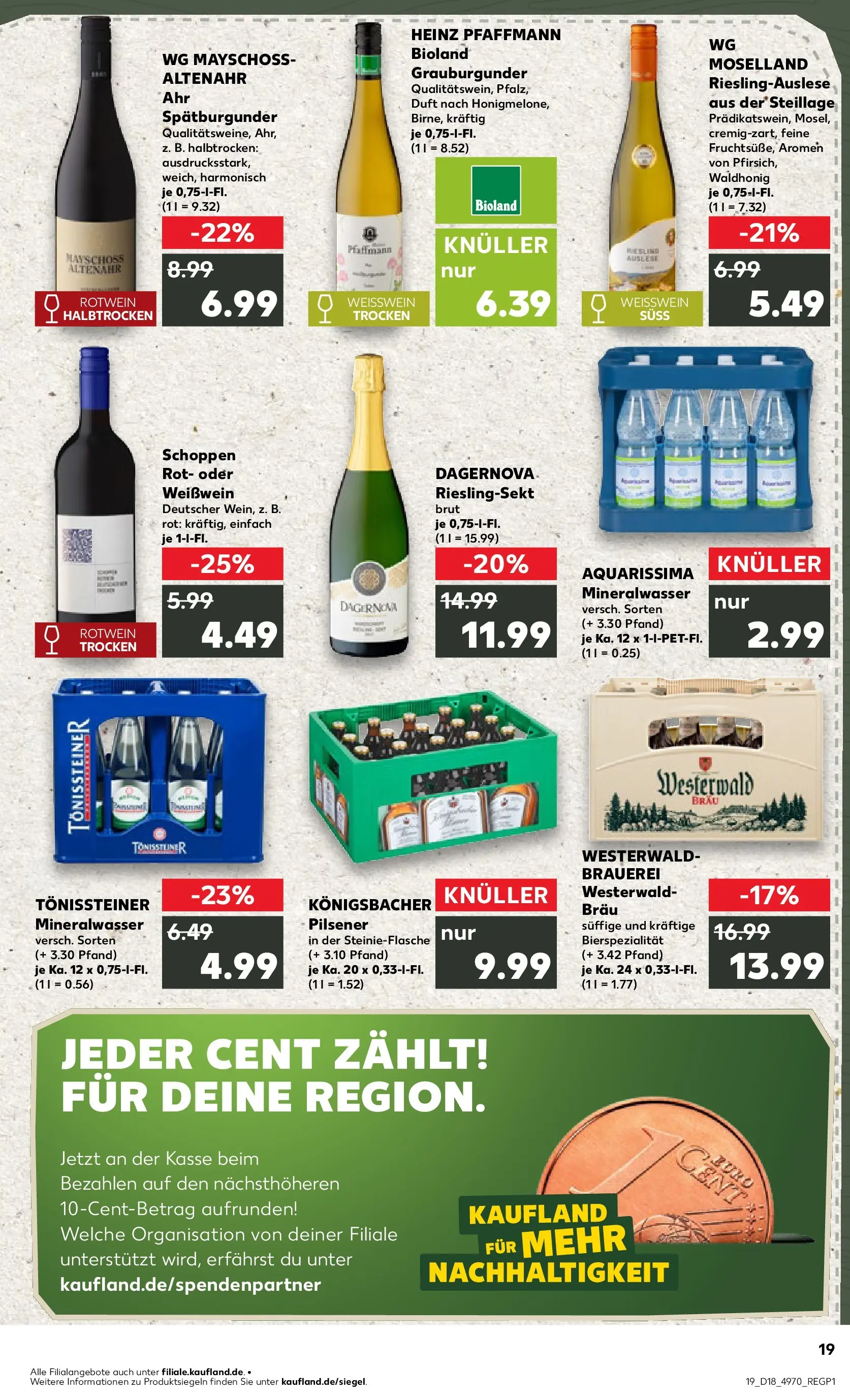 Prospekt Kaufland ab 30.04.2026 » Angebote Online zum Blättern | Seite: 19 | Produkte: Weißwein, Rotwein, Duft, Mineralwasser