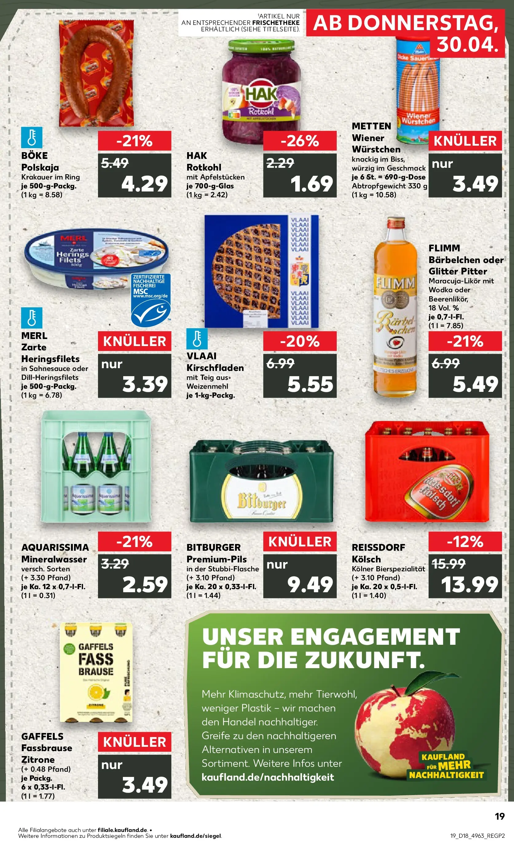 Prospekt Kaufland ab 30.04.2026 » Angebote Online zum Blättern | Seite: 19 | Produkte: Bitburger, Weizenmehl, Mineralwasser, Zitrone