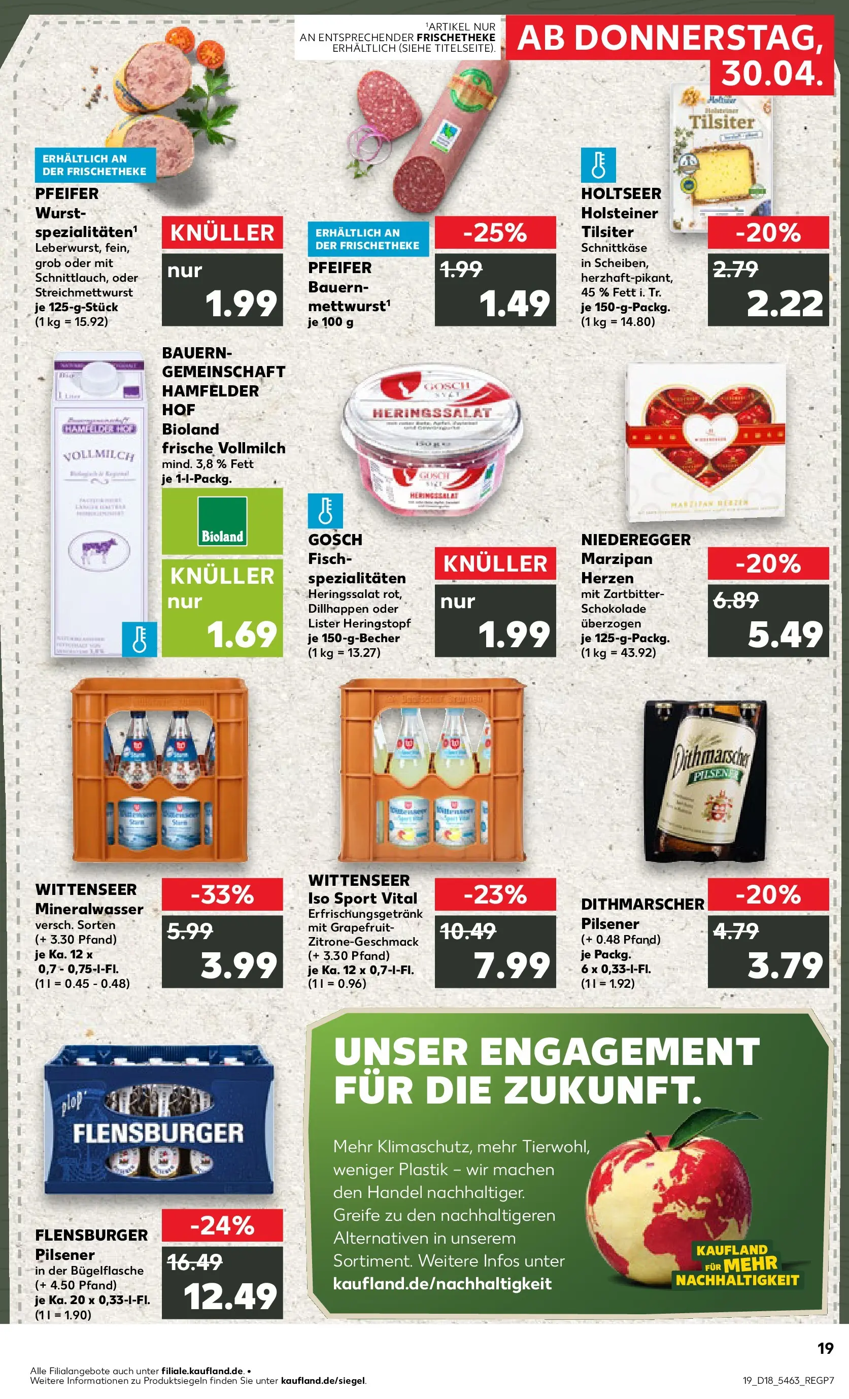 Prospekt Kaufland ab 30.04.2026 » Angebote Online zum Blättern | Seite: 19 | Produkte: Schokolade, Flensburger, Fisch, Grapefruit