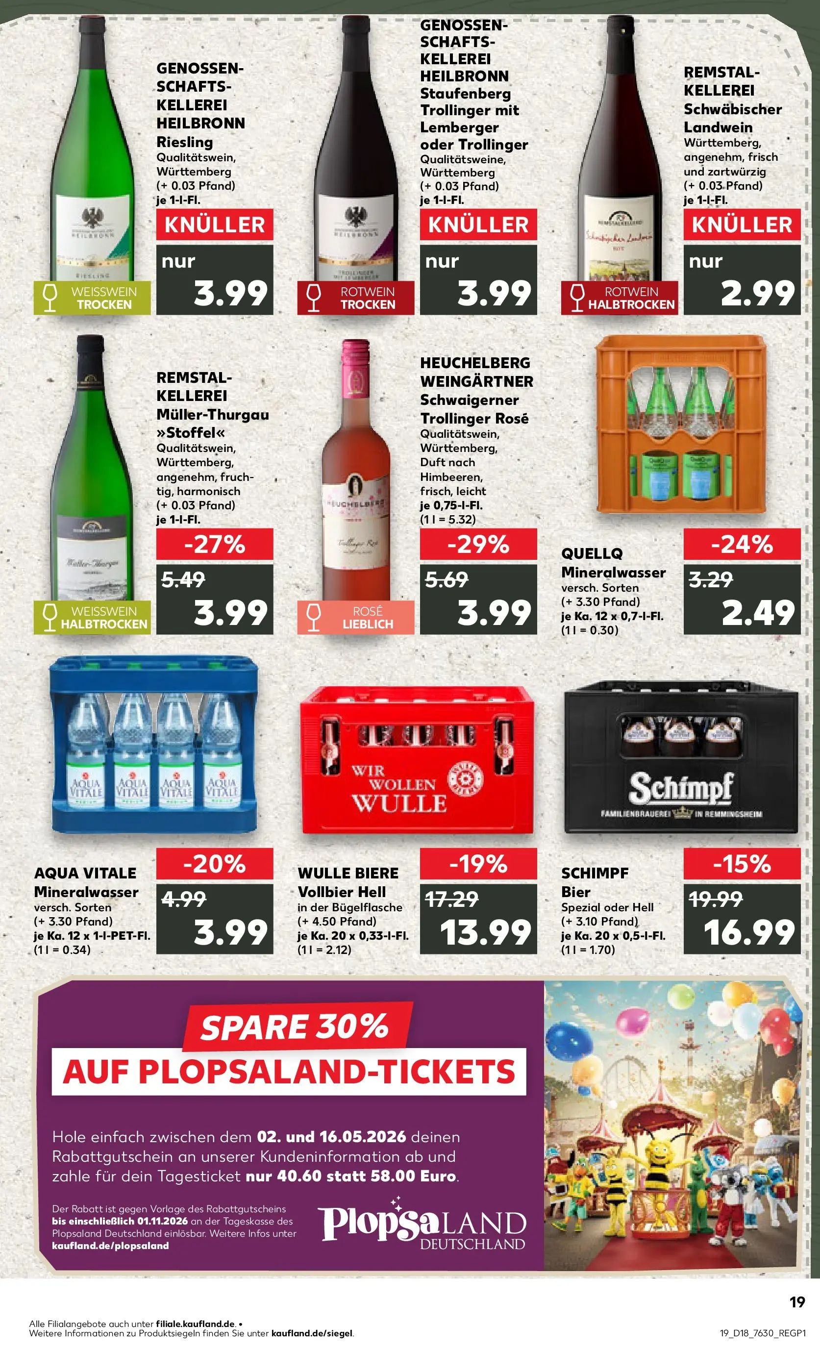 Prospekt Kaufland ab 30.04.2026 » Angebote Online zum Blättern | Seite: 19 | Produkte: Weißwein, Rotwein, Duft, Mineralwasser