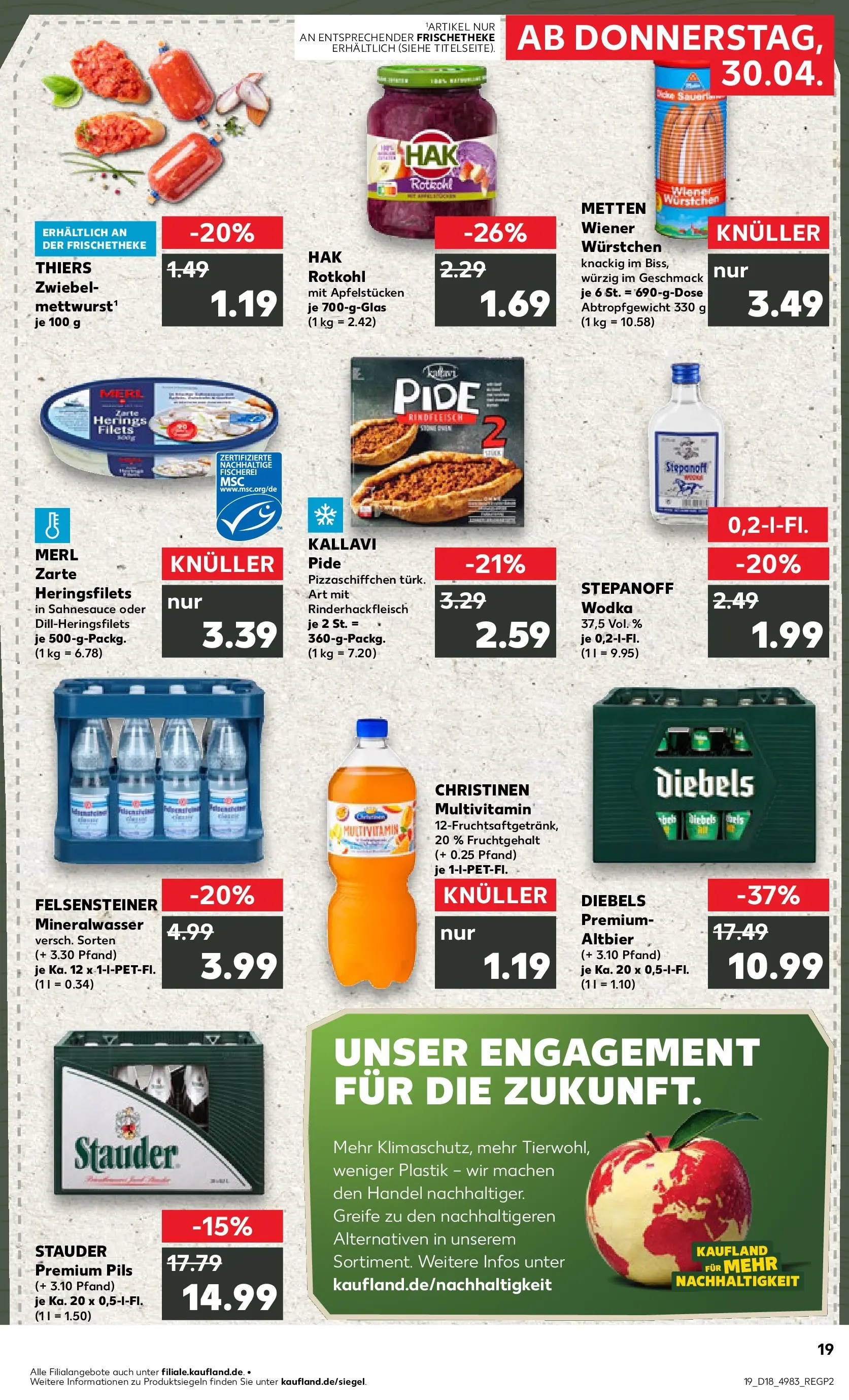 Prospekt Kaufland ab 30.04.2026 » Angebote Online zum Blättern | Seite: 19 | Produkte: Wiener wurstchen, Rotkohl, Pils, Wodka