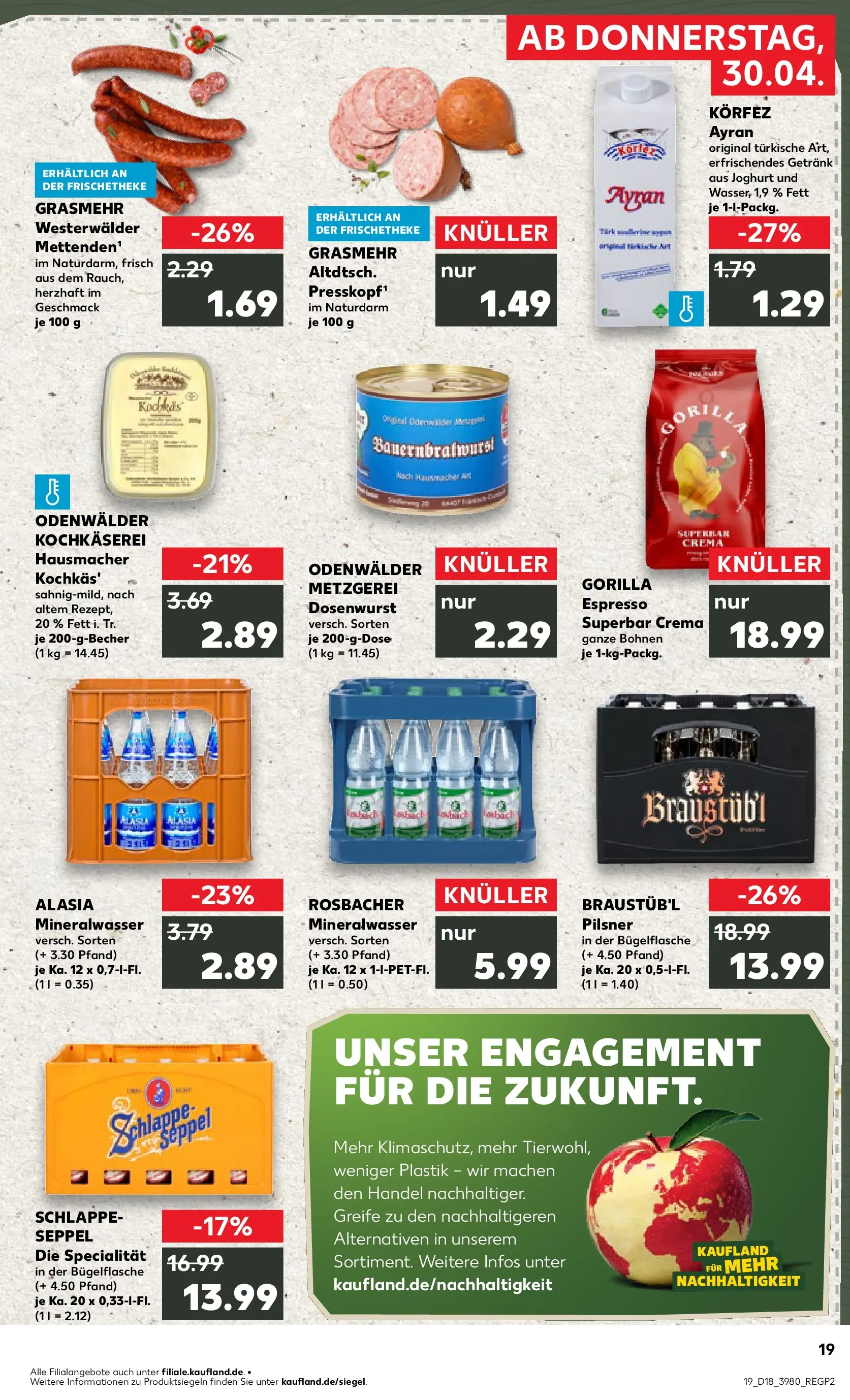 Prospekt Kaufland ab 30.04.2026 » Angebote Online zum Blättern | Seite: 19 | Produkte: Joghurt, Mineralwasser