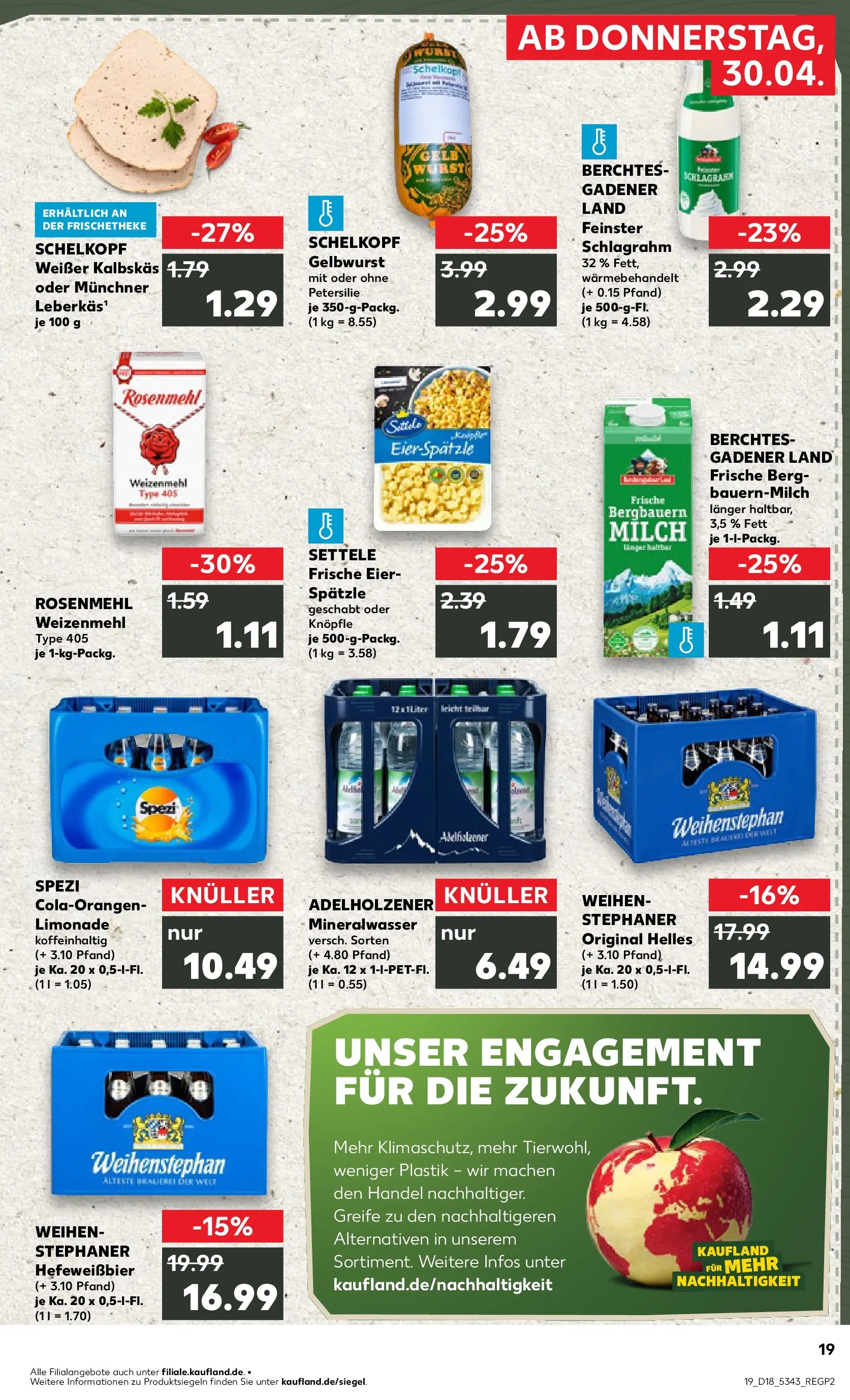 Prospekt Kaufland ab 30.04.2026 » Angebote Online zum Blättern | Seite: 19 | Produkte: Milch, Limonade, Mineralwasser, Wurst