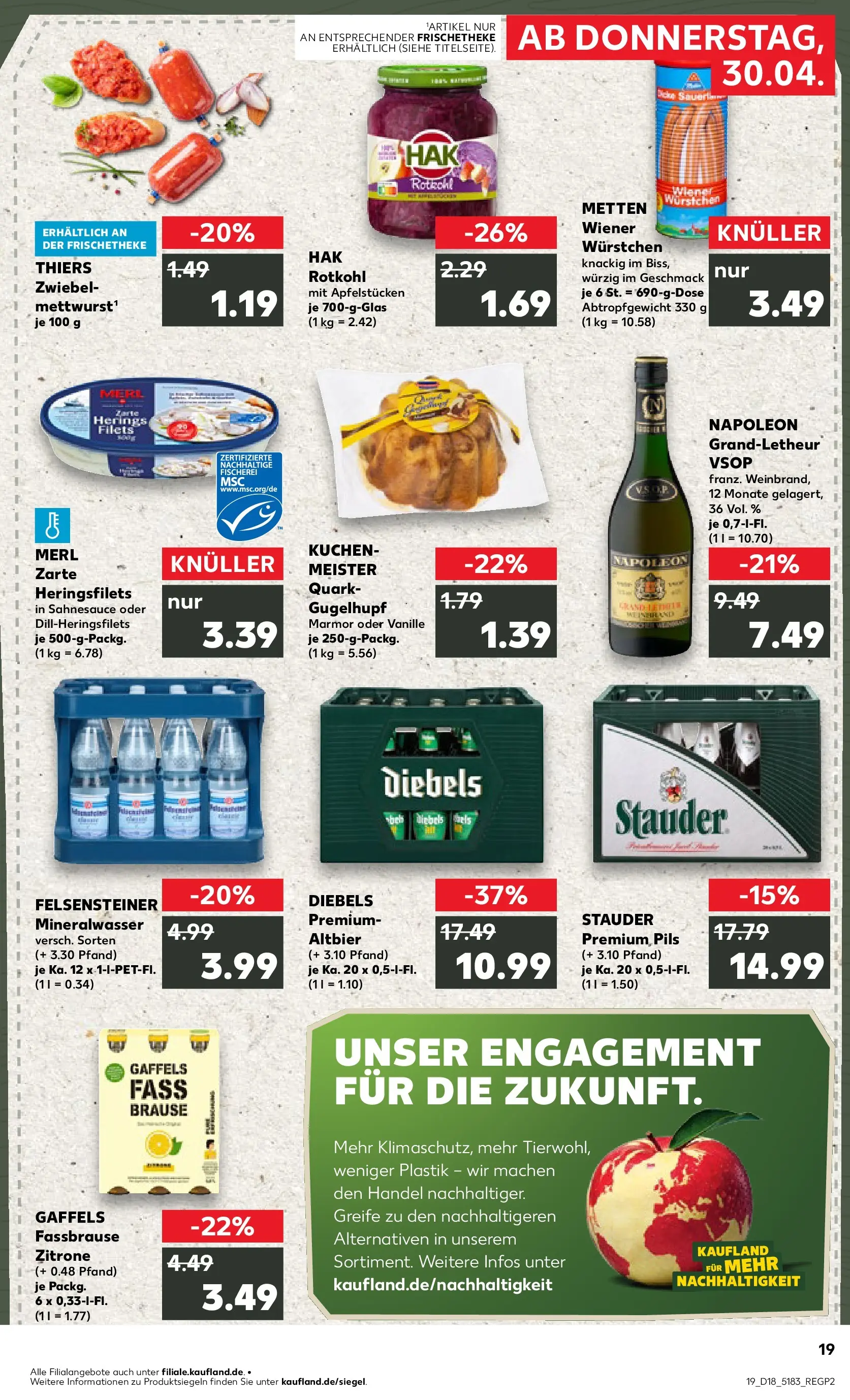 Prospekt Kaufland ab 30.04.2026 » Angebote Online zum Blättern | Seite: 19 | Produkte: Wiener wurstchen, Quark, Mineralwasser, Zitrone
