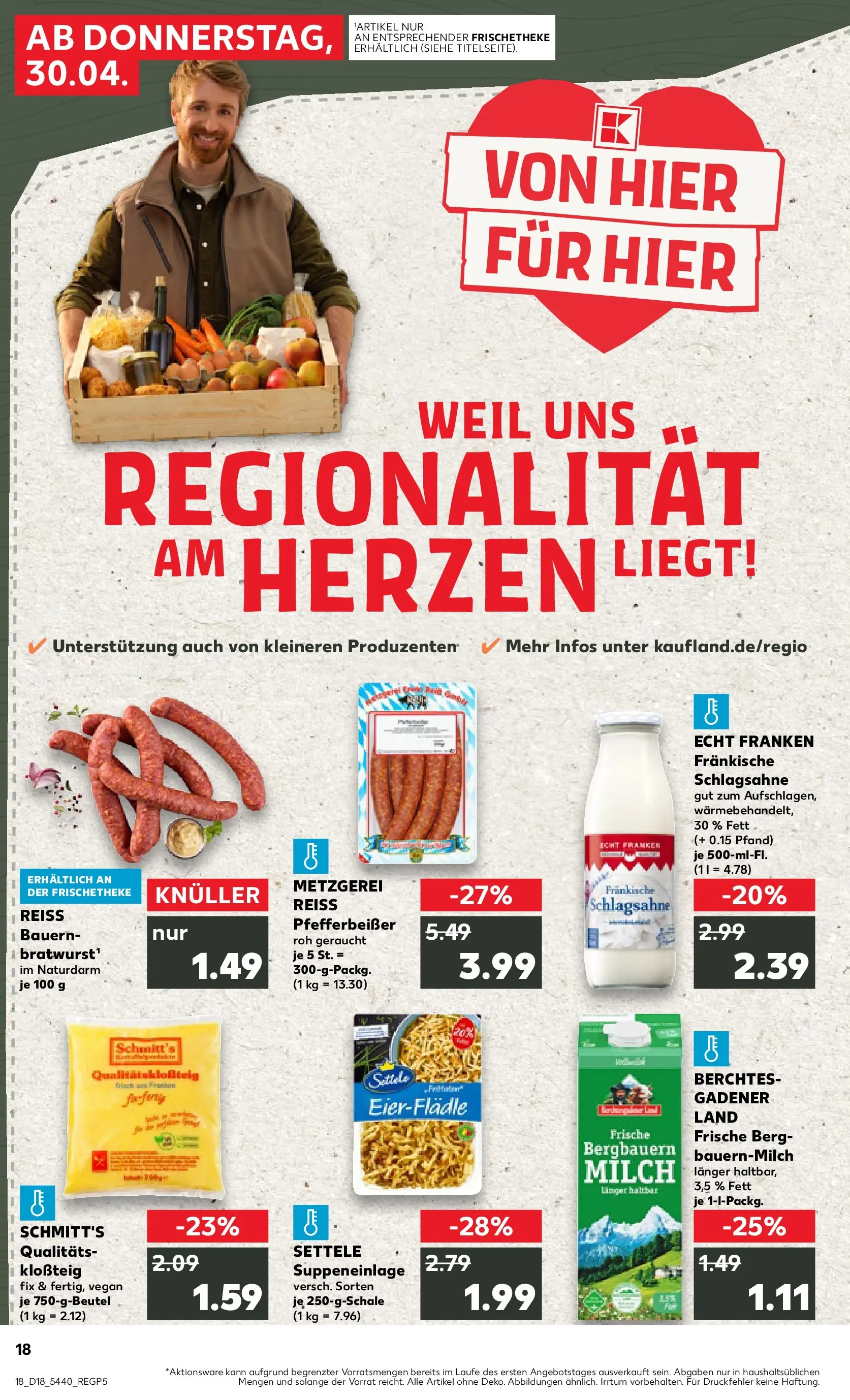 Prospekt Kaufland ab 30.04.2026 » Angebote Online zum Blättern | Seite: 18 | Produkte: Schlagsahne, Milch, Pasta
