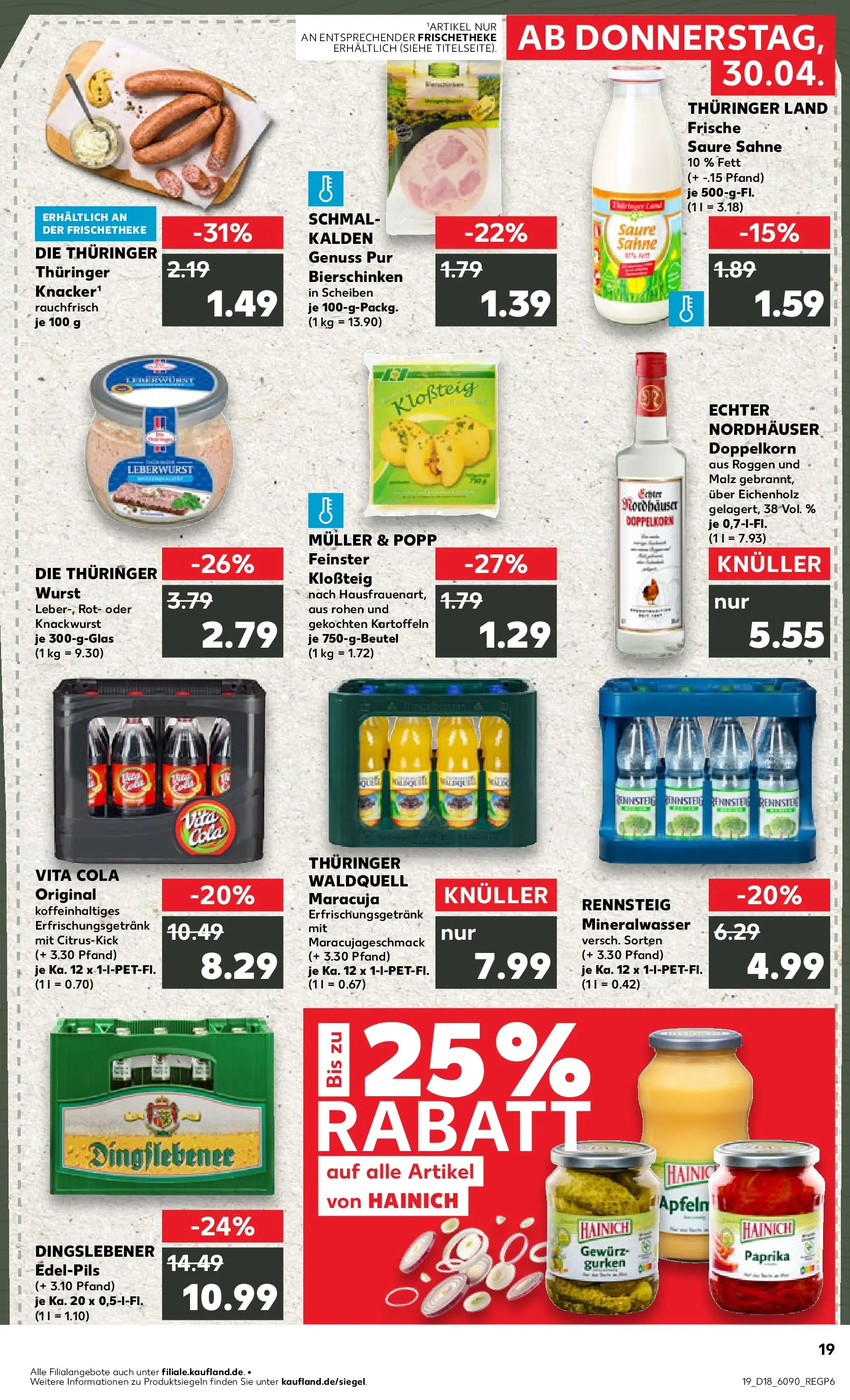 Prospekt Kaufland ab 30.04.2026 » Angebote Online zum Blättern | Seite: 19 | Produkte: Mineralwasser, Paprika, Wurst, Vita cola