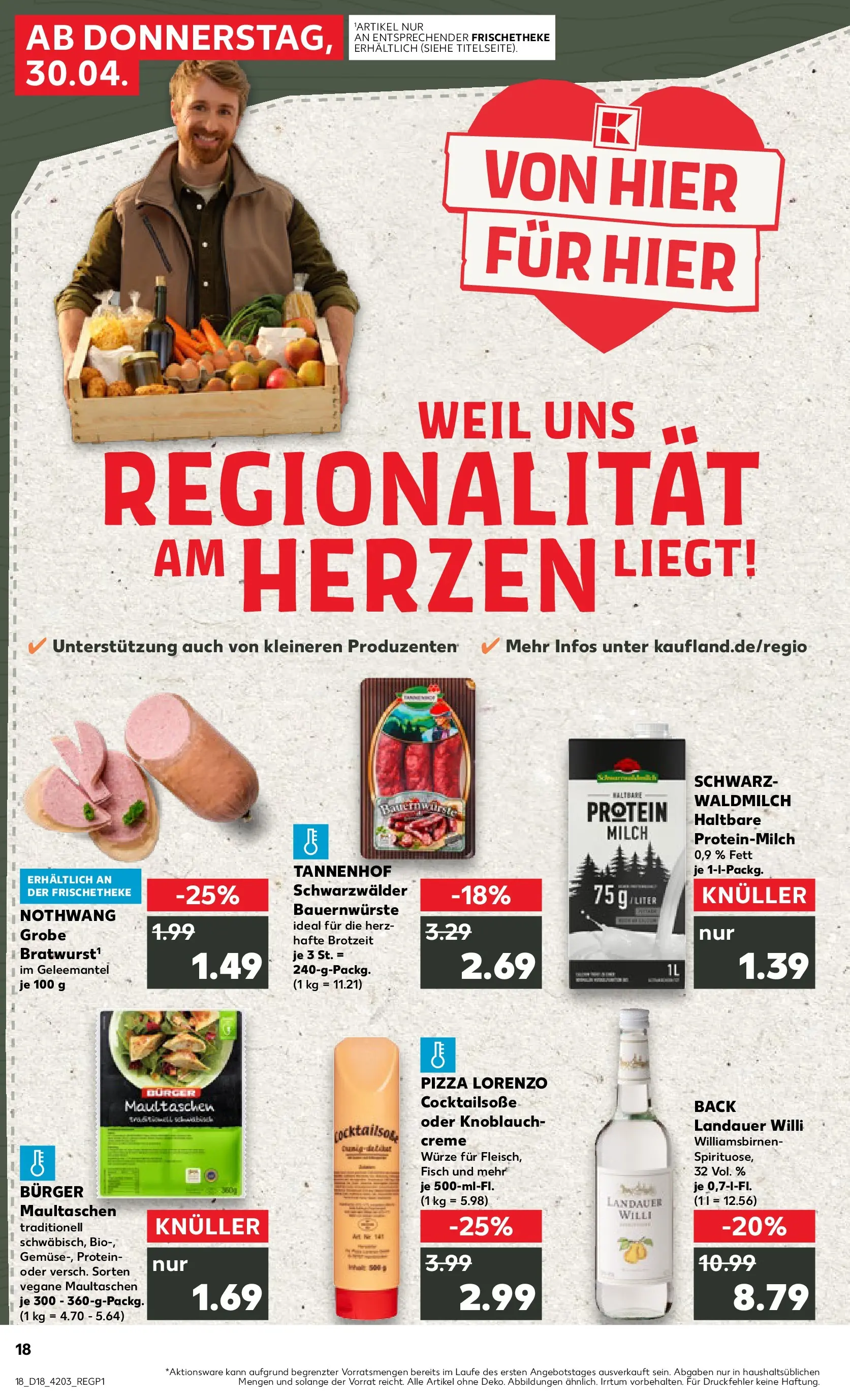 Prospekt Kaufland ab 30.04.2026 » Angebote Online zum Blättern | Seite: 18 | Produkte: Burger, Fisch, Pizza, Maultaschen