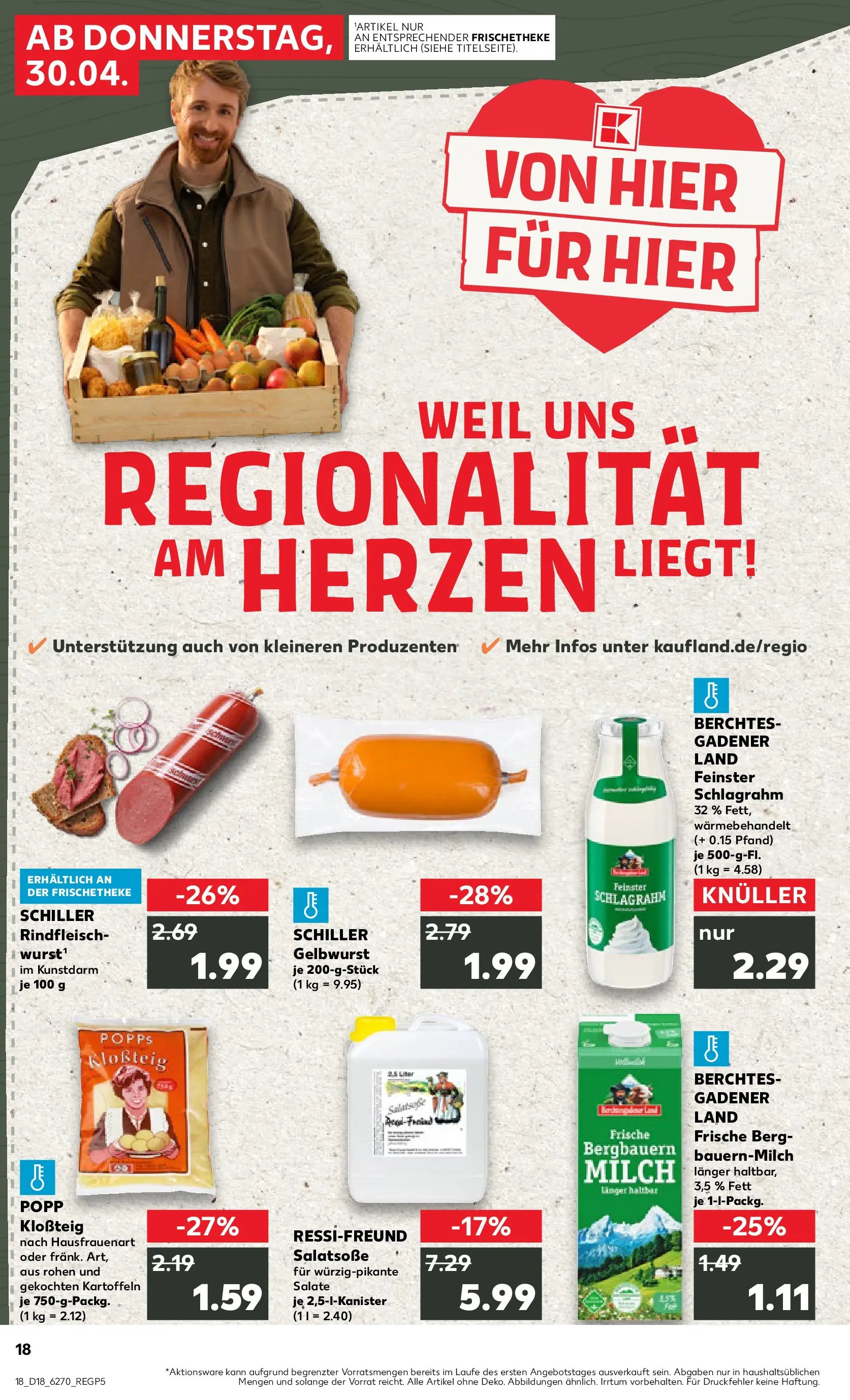 Prospekt Kaufland ab 30.04.2026 » Angebote Online zum Blättern | Seite: 18 | Produkte: Milch, Dressing, Kartoffeln, Rindfleisch