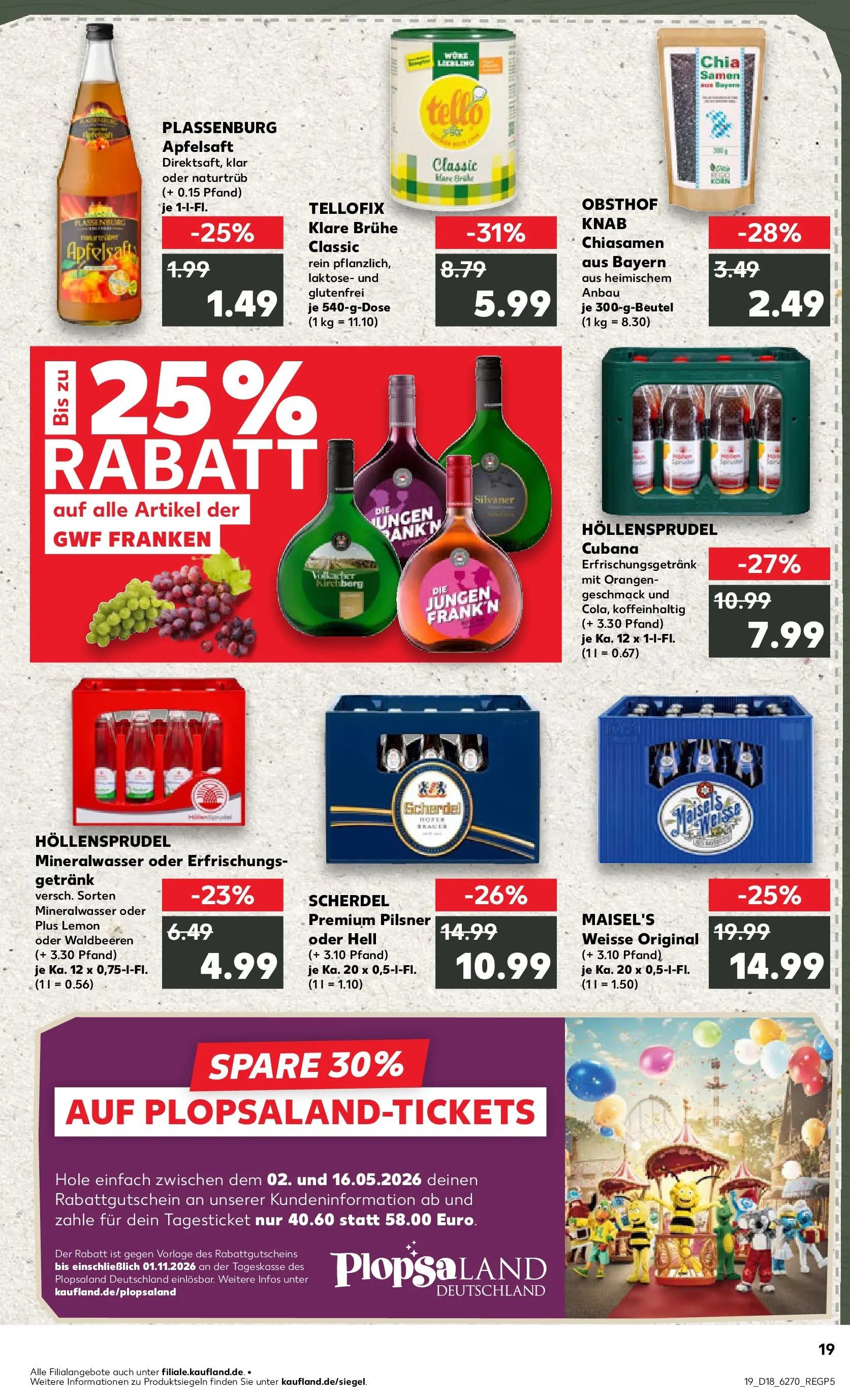 Prospekt Kaufland ab 30.04.2026 » Angebote Online zum Blättern | Seite: 19 | Produkte: Orangen, Apfelsaft, Mineralwasser, Apple