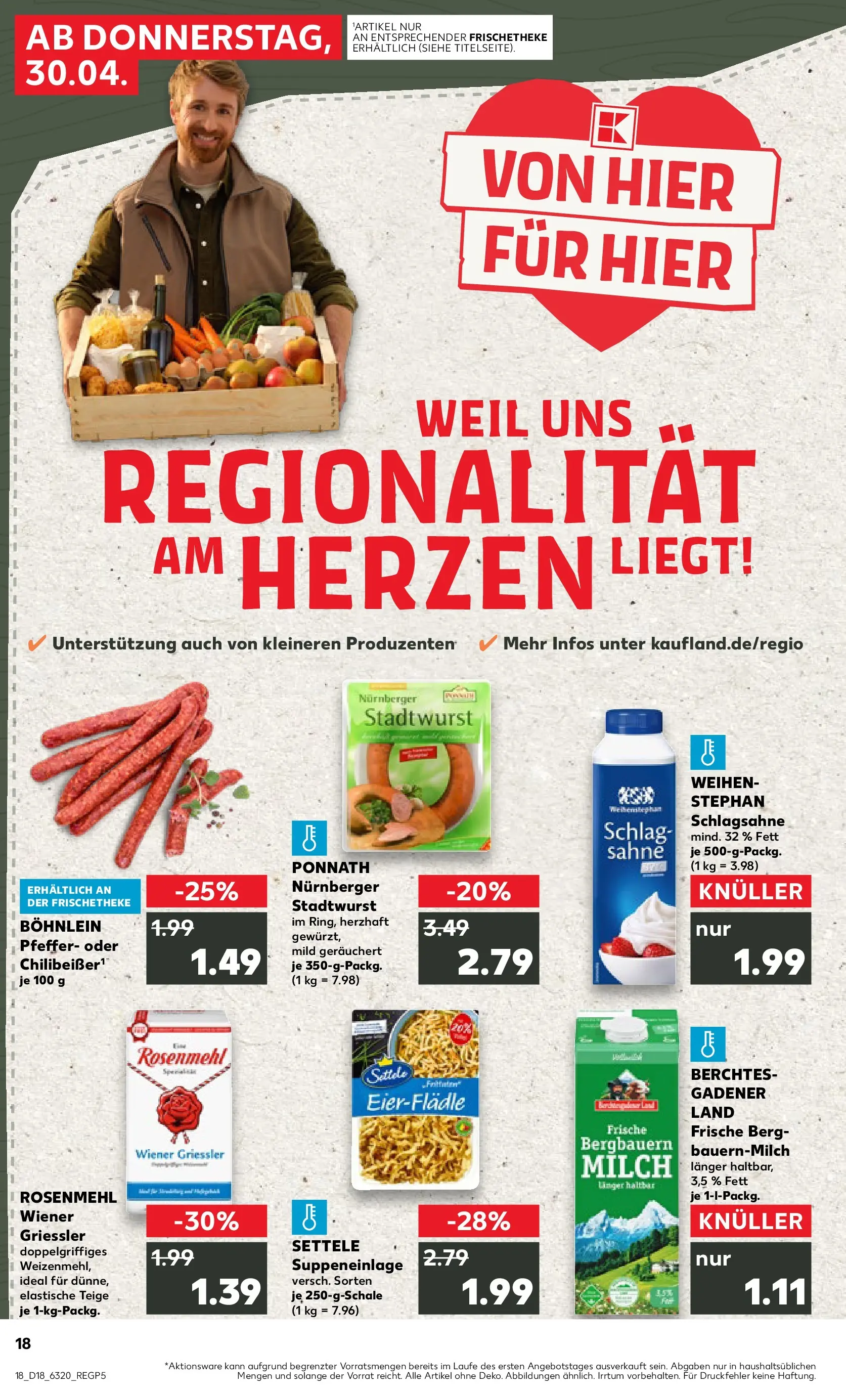 Prospekt Kaufland ab 30.04.2026 » Angebote Online zum Blättern | Seite: 18 | Produkte: Schlagsahne, Milch, Pfeffer, Sahne