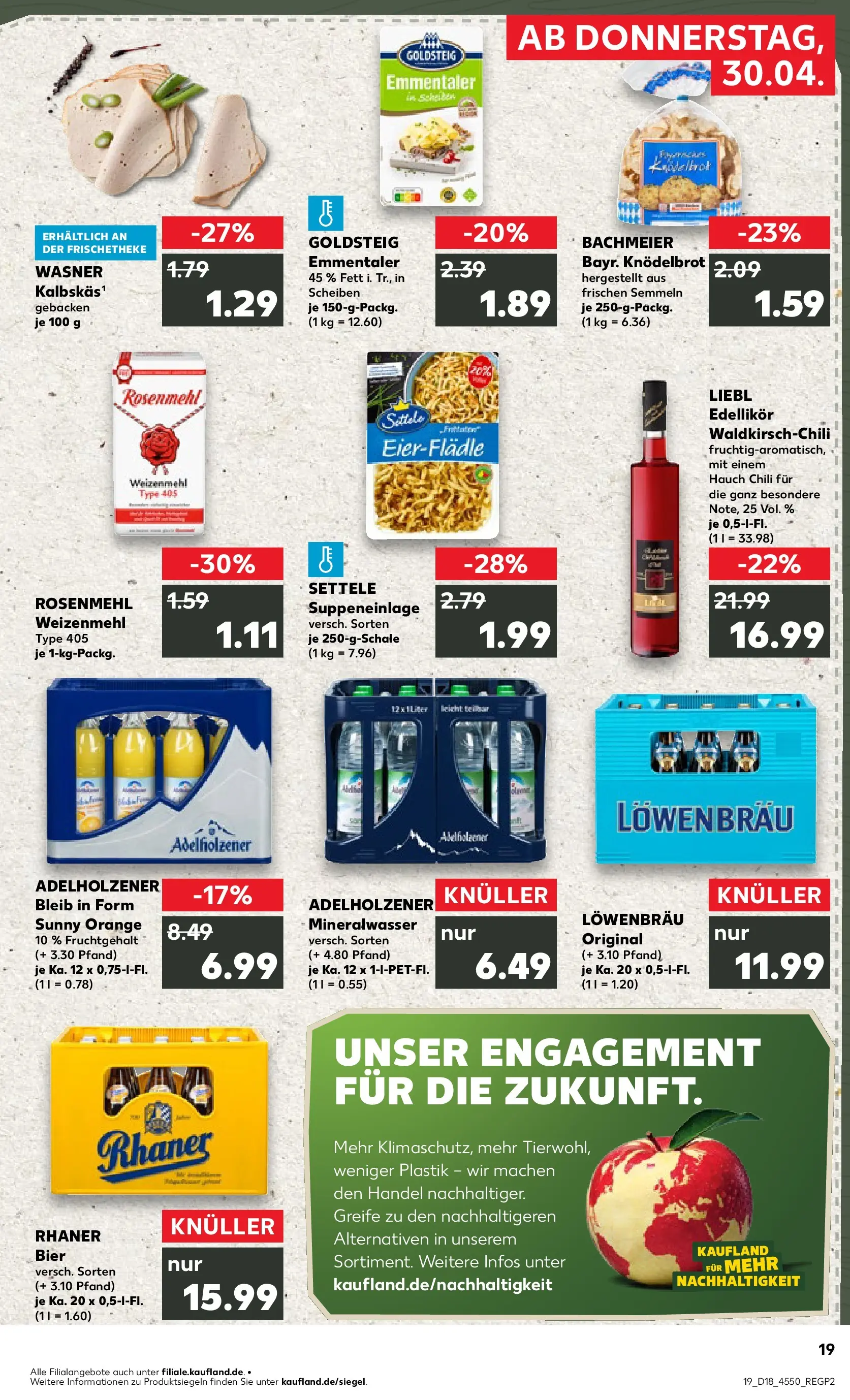 Prospekt Kaufland ab 30.04.2026 » Angebote Online zum Blättern | Seite: 19 | Produkte: Bier, Weizenmehl, Mineralwasser, Chili