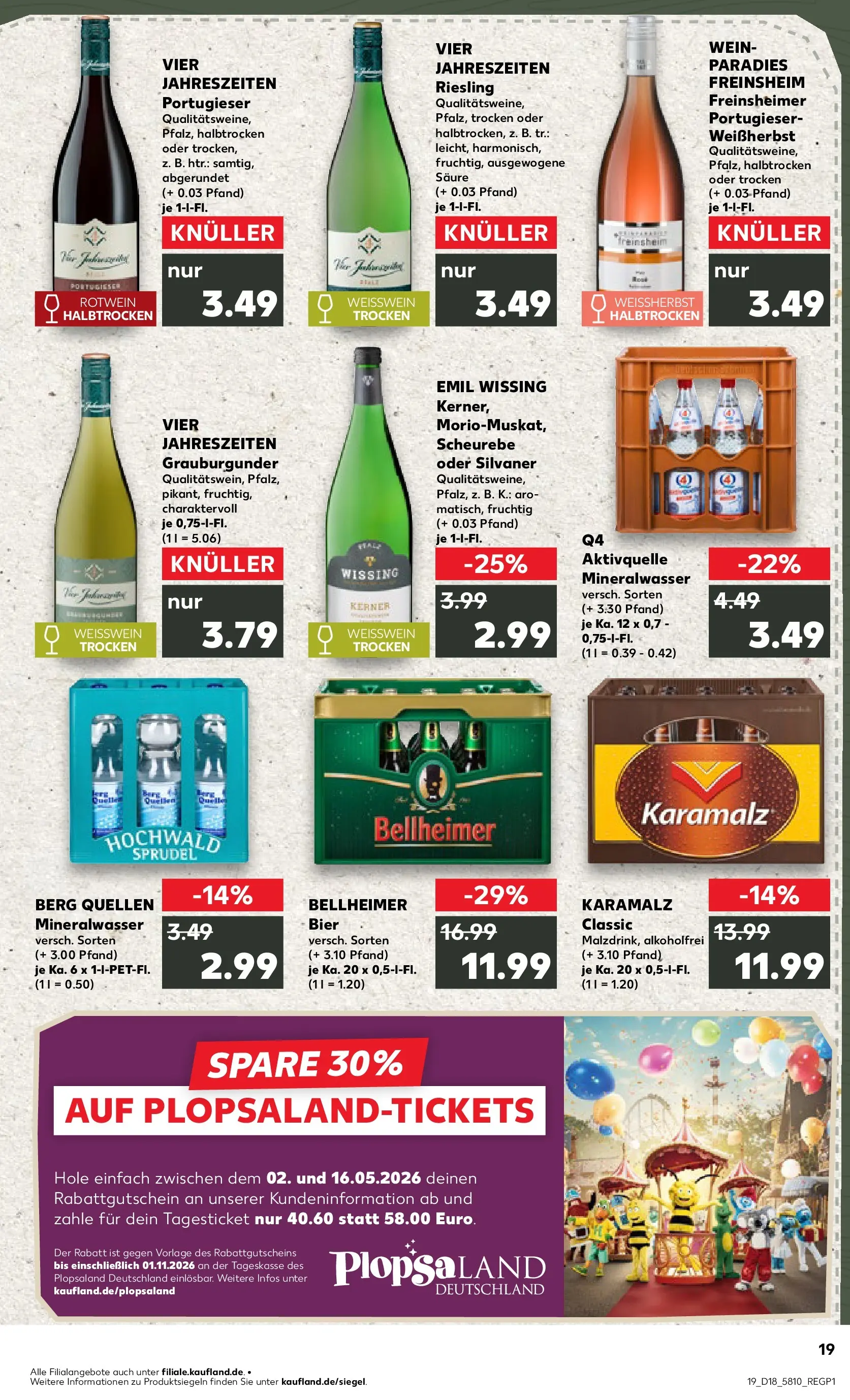 Prospekt Kaufland ab 30.04.2026 » Angebote Online zum Blättern | Seite: 19 | Produkte: Bier, Rotwein, Mineralwasser, Wein