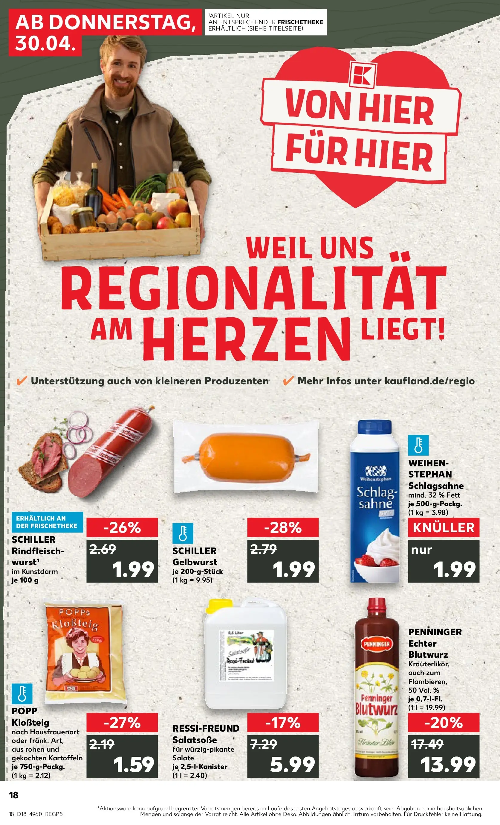 Prospekt Kaufland ab 30.04.2026 » Angebote Online zum Blättern | Seite: 18 | Produkte: Schlagsahne, Kartoffeln, Rindfleisch, Sahne