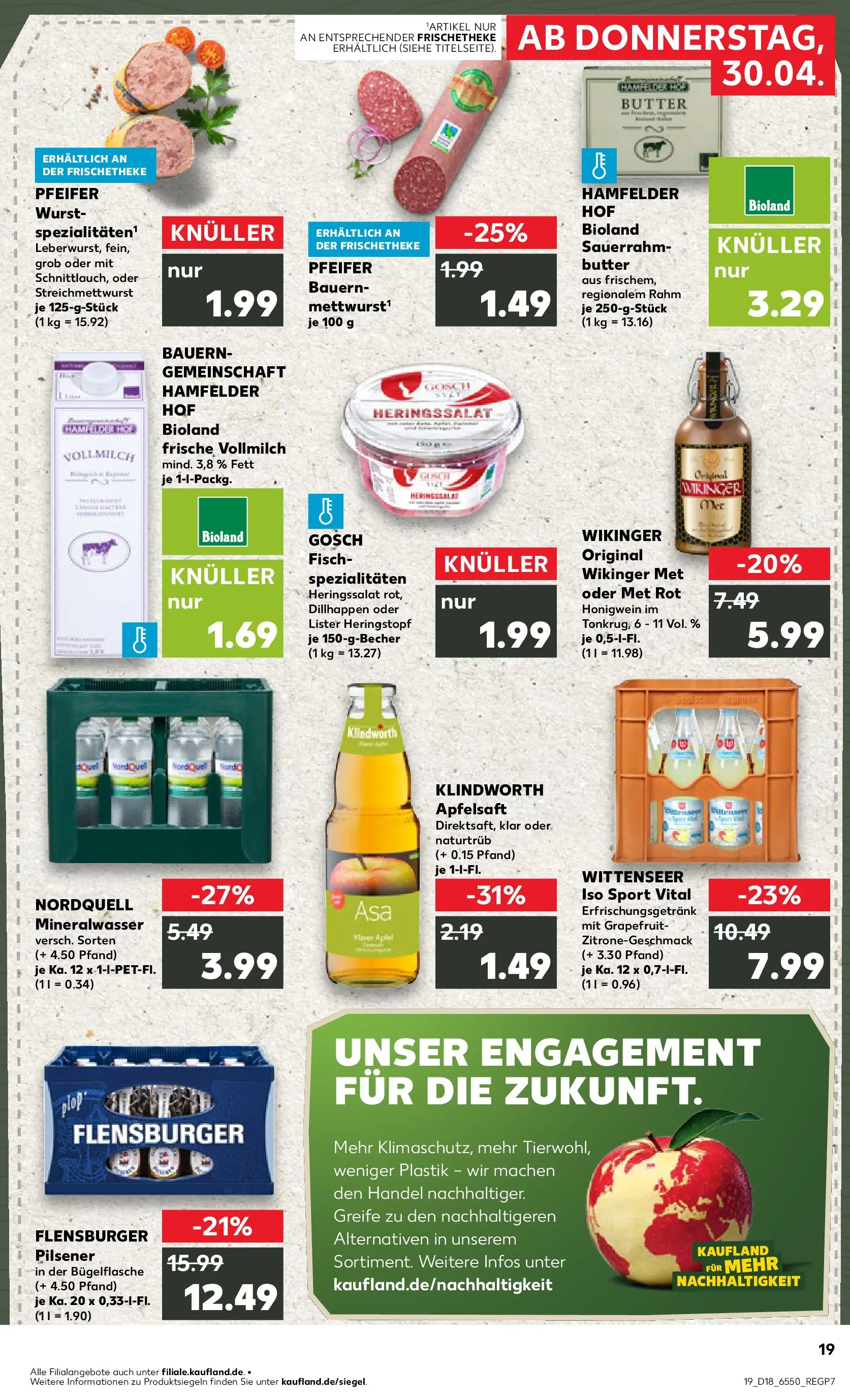 Prospekt Kaufland ab 30.04.2026 » Angebote Online zum Blättern | Seite: 19 | Produkte: Apfelsaft, Mineralwasser, Grapefruit, Wurst