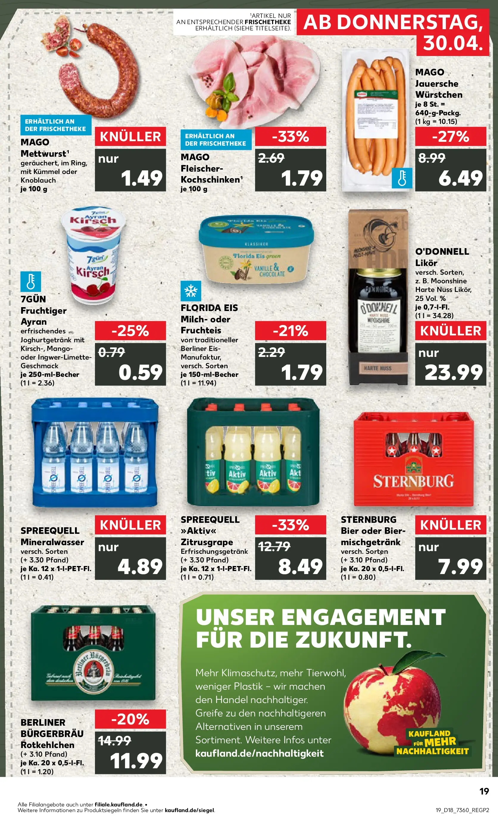 Prospekt Kaufland ab 30.04.2026 » Angebote Online zum Blättern | Seite: 19 | Produkte: Berliner, Bier, Likör, Knoblauch