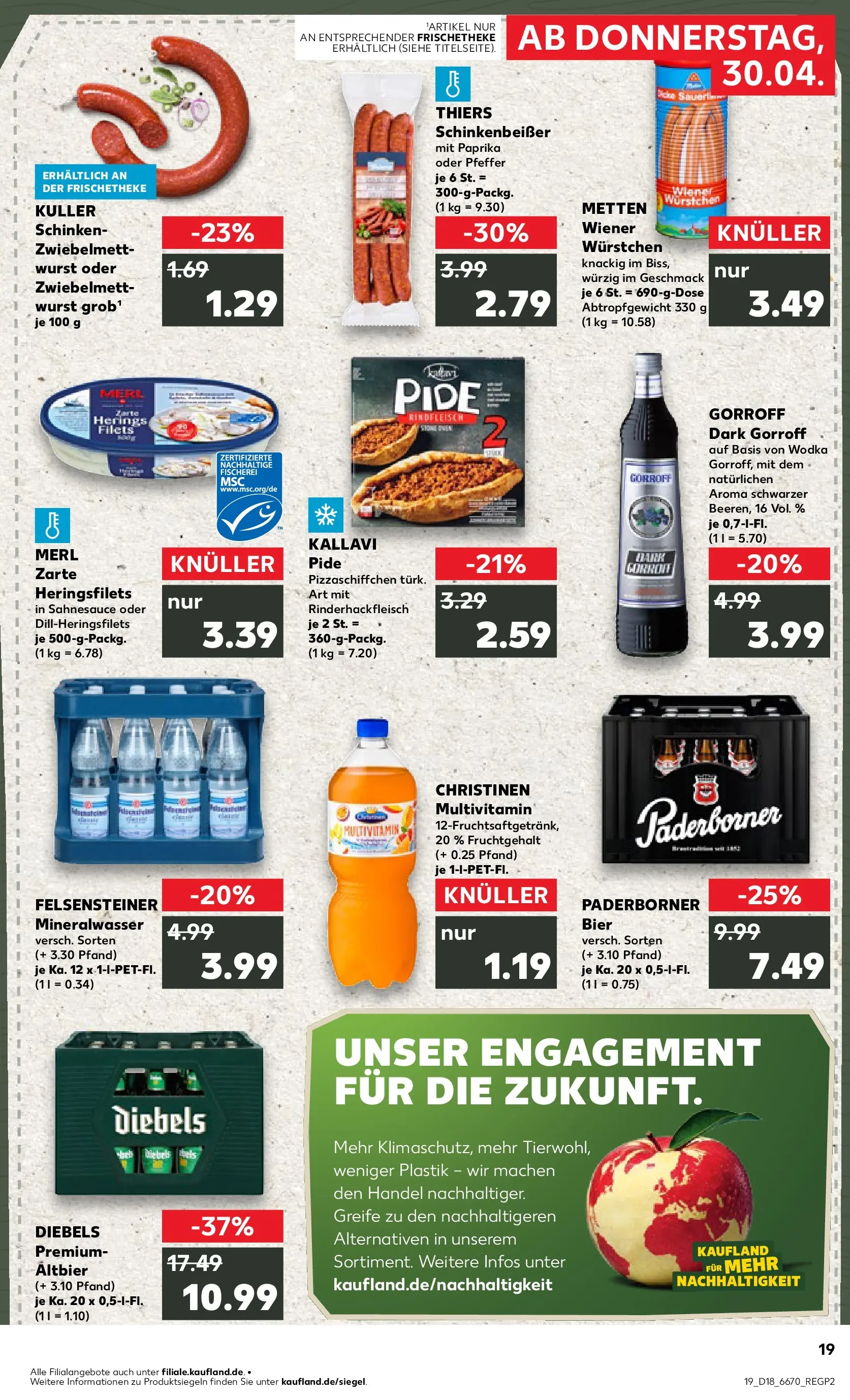 Prospekt Kaufland ab 30.04.2026 » Angebote Online zum Blättern | Seite: 19 | Produkte: Mineralwasser, Pfeffer, Wurst, Diebels