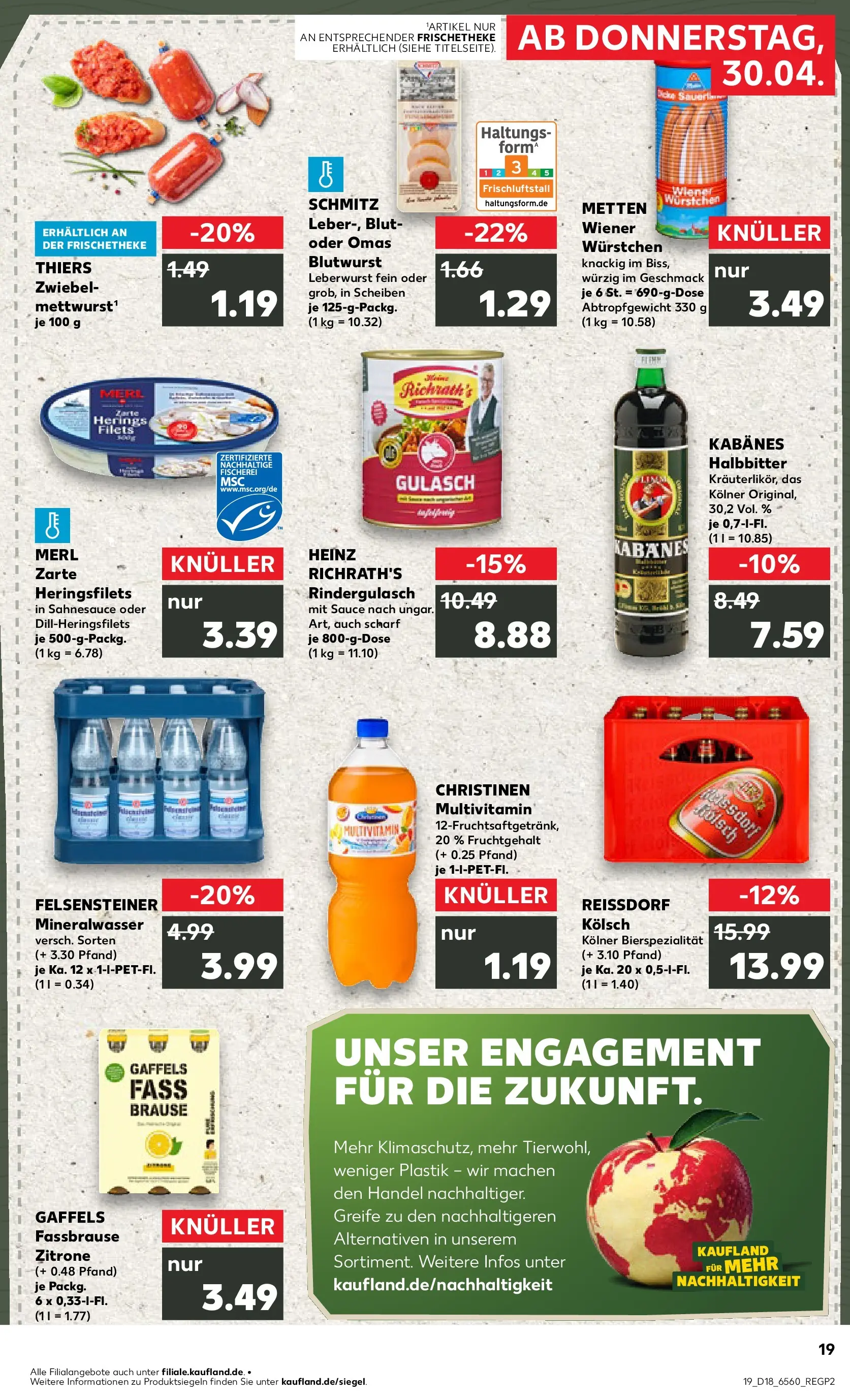 Prospekt Kaufland ab 30.04.2026 » Angebote Online zum Blättern | Seite: 19 | Produkte: Rindergulasch, Wiener wurstchen, Mineralwasser, Zitrone