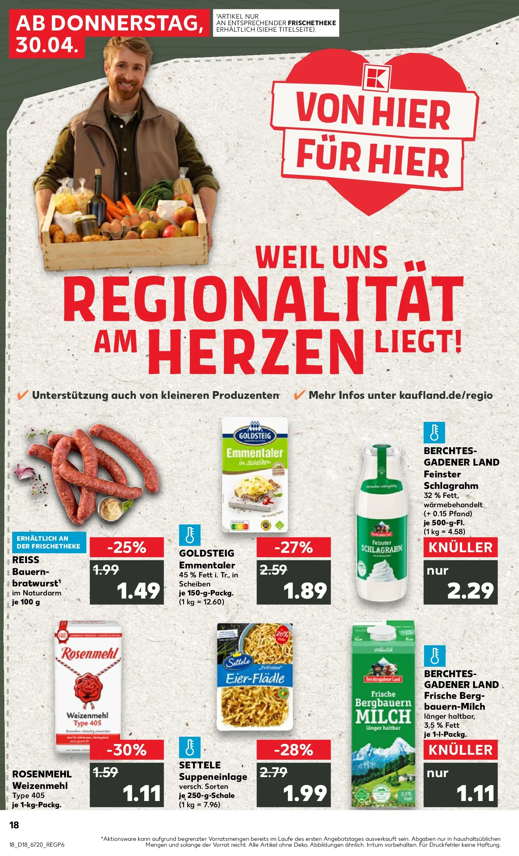 Prospekt Kaufland ab 30.04.2026 » Angebote Online zum Blättern | Seite: 18 | Produkte: Milch, Weizenmehl, Pasta