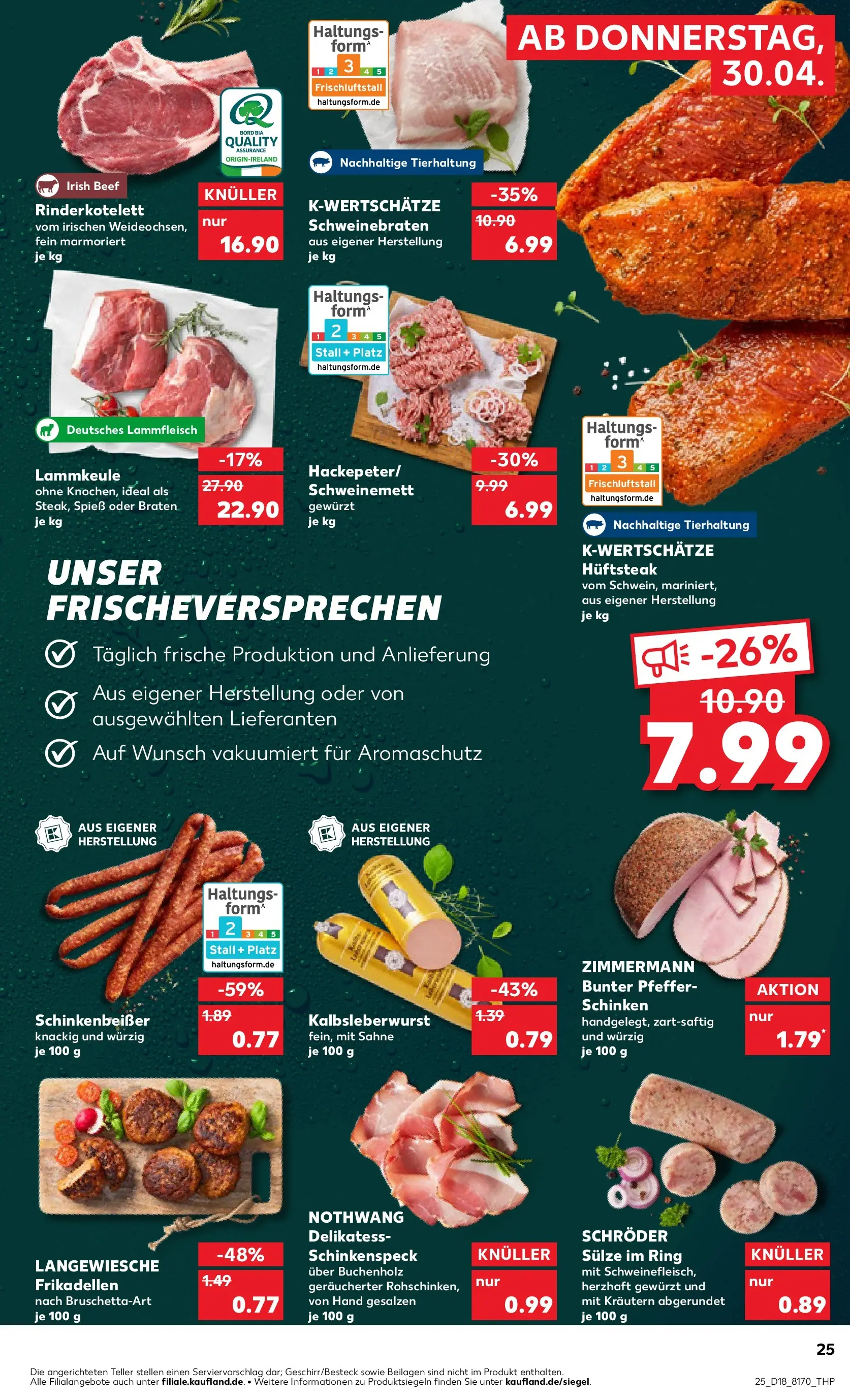 Prospekt Kaufland ab 30.04.2026 » Angebote Online zum Blättern | Seite: 25 | Produkte: Lammkeule, Schinken, Steak, Sahne