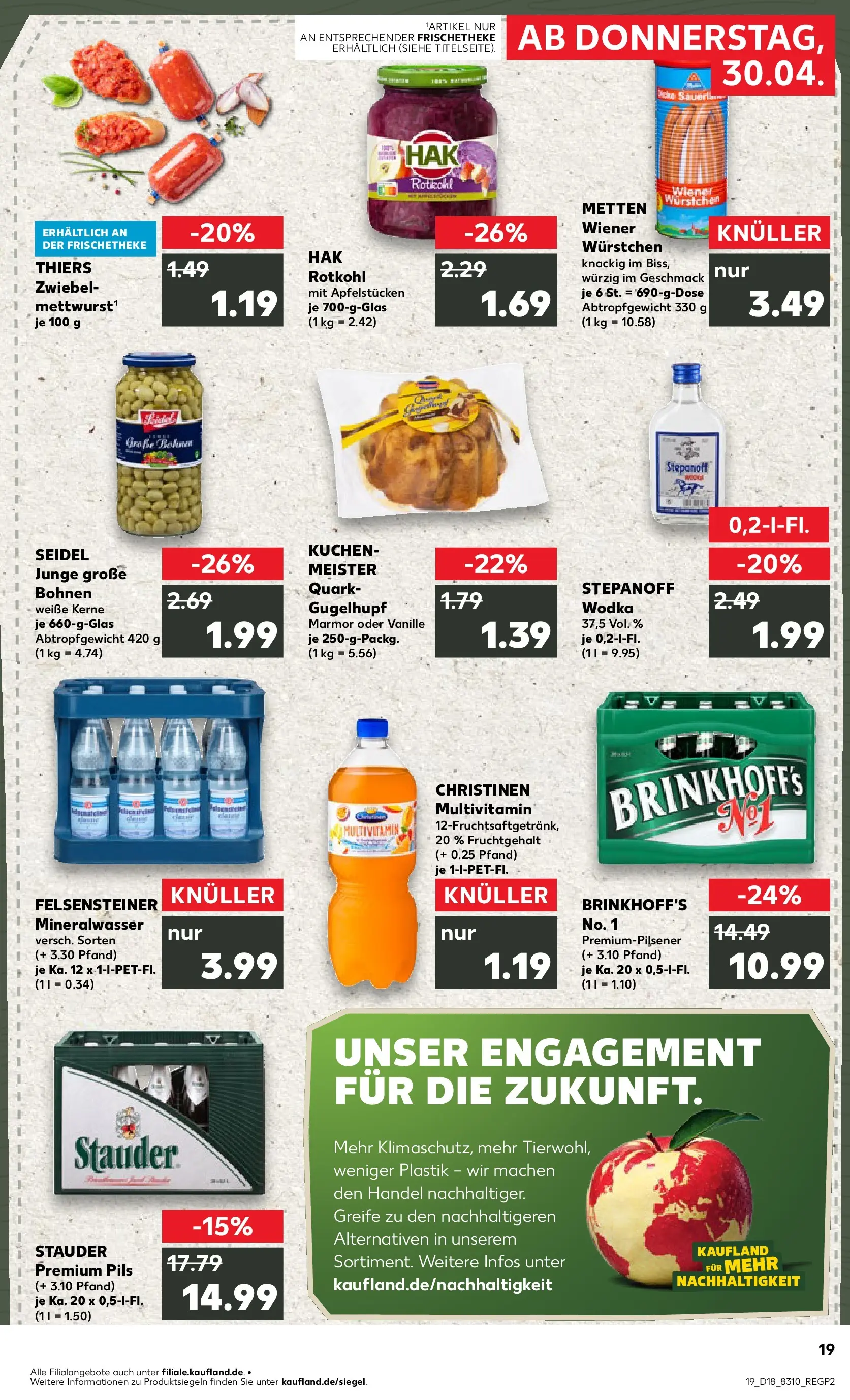 Prospekt Kaufland ab 30.04.2026 » Angebote Online zum Blättern | Seite: 19 | Produkte: Mineralwasser, Vodka, Kuchen, Wodka