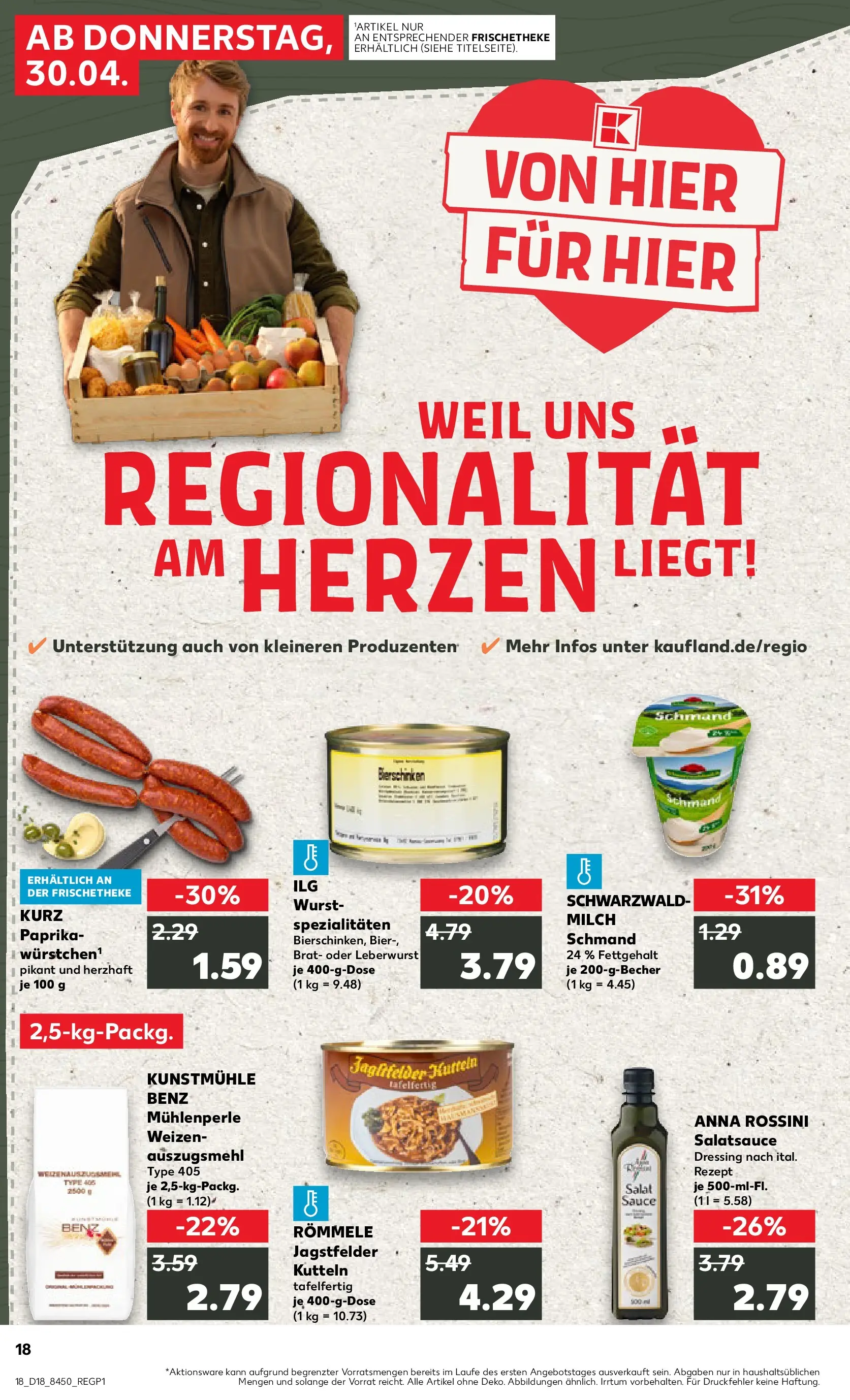 Prospekt Kaufland ab 30.04.2026 » Angebote Online zum Blättern | Seite: 18 | Produkte: Milch, Bier, Dressing, Salat
