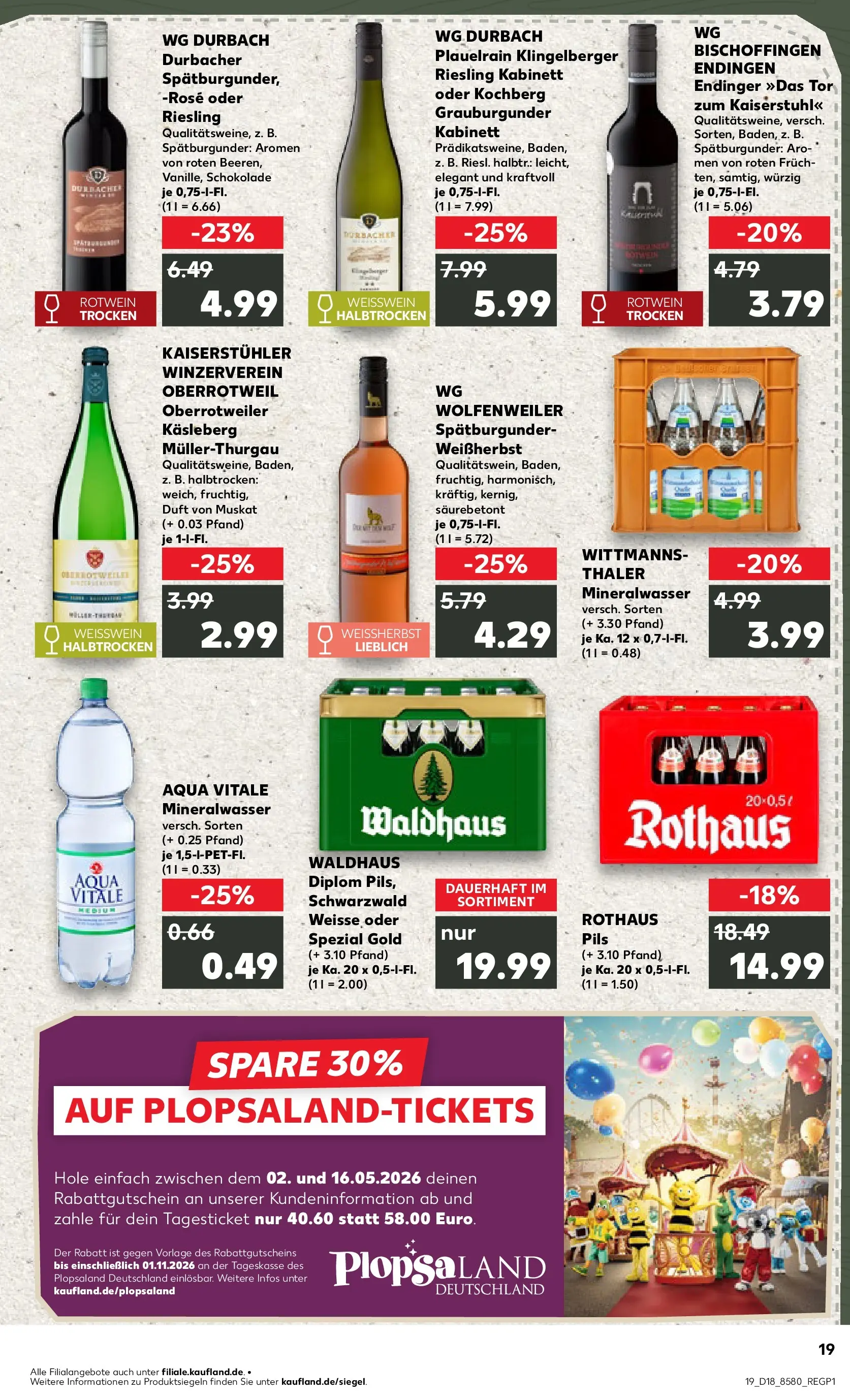 Prospekt Kaufland ab 30.04.2026 » Angebote Online zum Blättern | Seite: 19 | Produkte: Schokolade, Weißwein, Rotwein, Pils