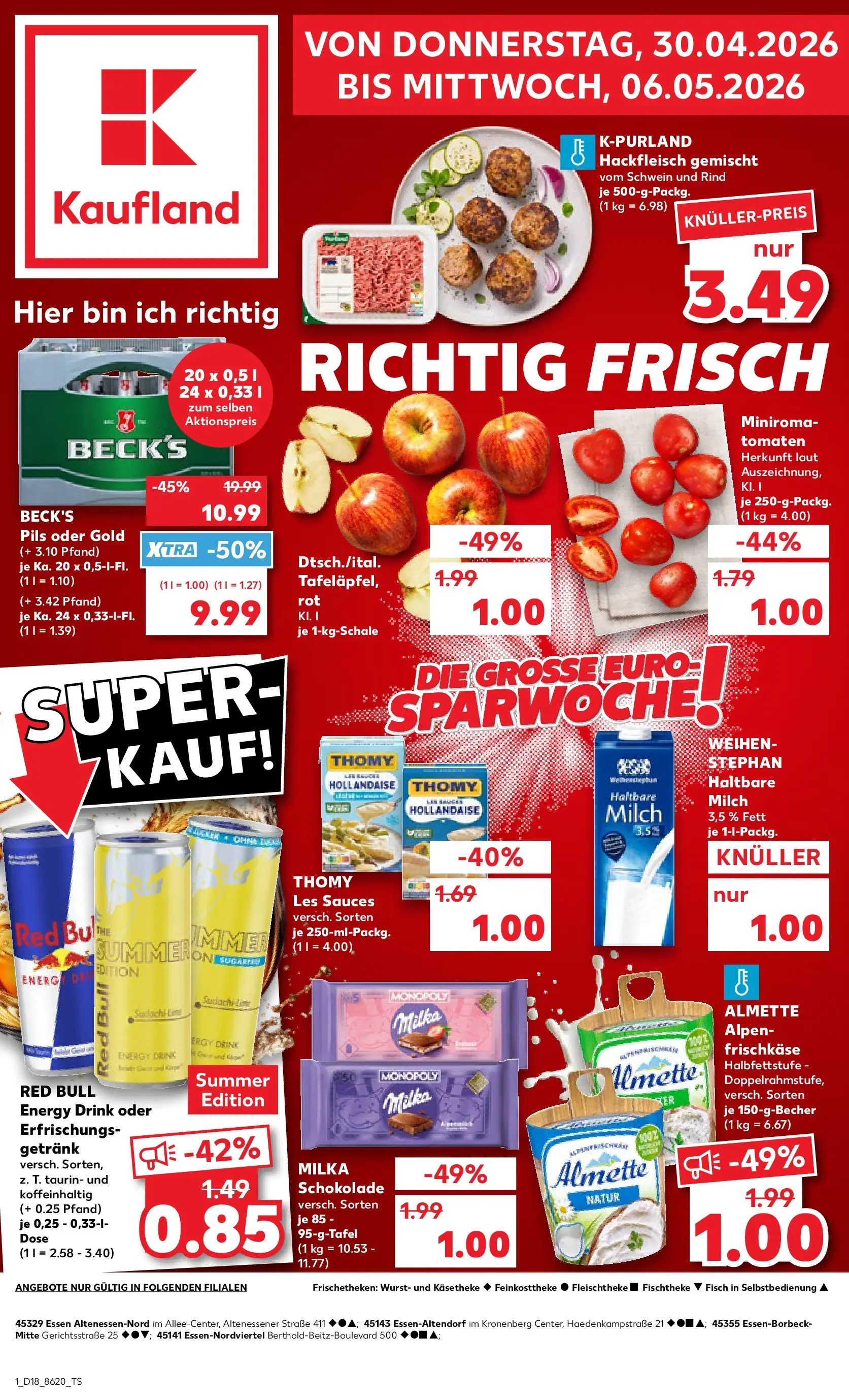 Prospekt Kaufland ab 30.04.2026 » Angebote Online zum Blättern | Seite: 1 | Produkte: Schokolade, Milka schokolade, Milka, Frischkase