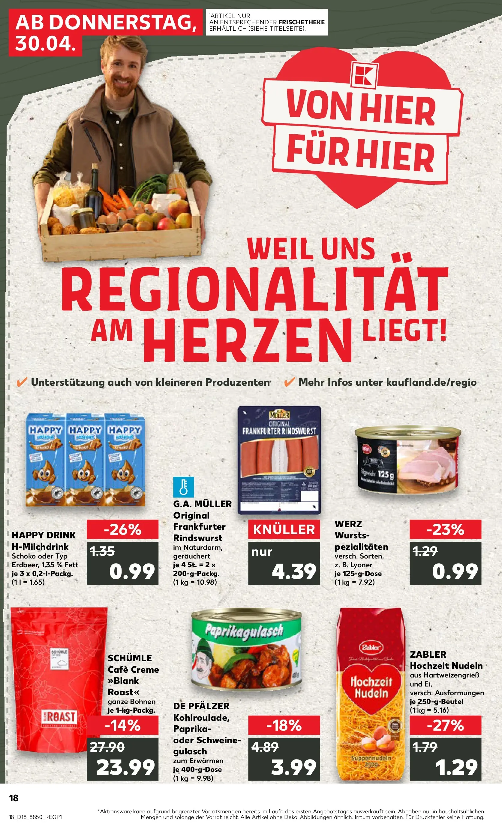 Prospekt Kaufland ab 30.04.2026 » Angebote Online zum Blättern | Seite: 18 | Produkte: Creme, Paprika, Gulasch, Nudeln