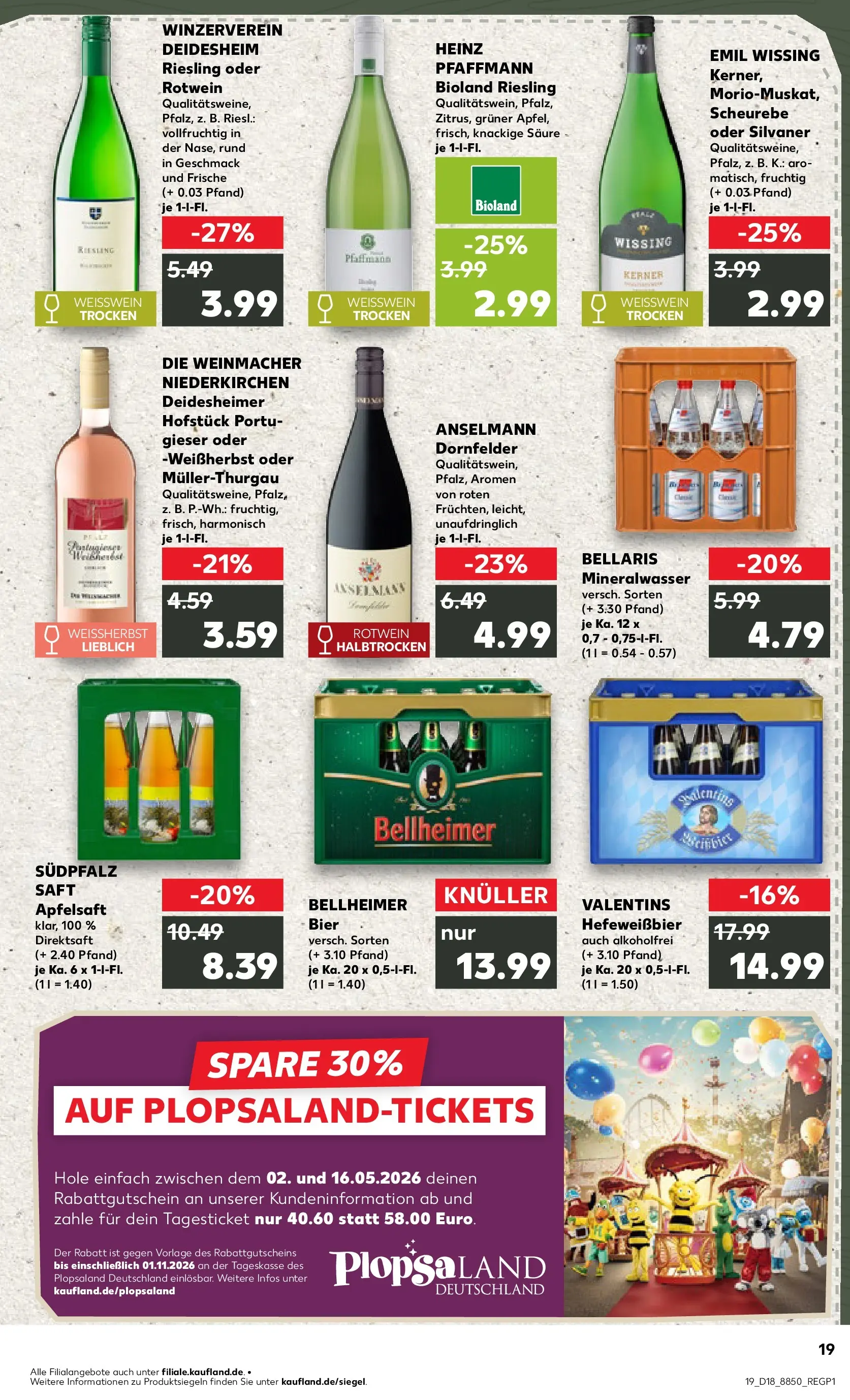 Prospekt Kaufland ab 30.04.2026 » Angebote Online zum Blättern | Seite: 19 | Produkte: Bier, Weißwein, Rotwein, Apple