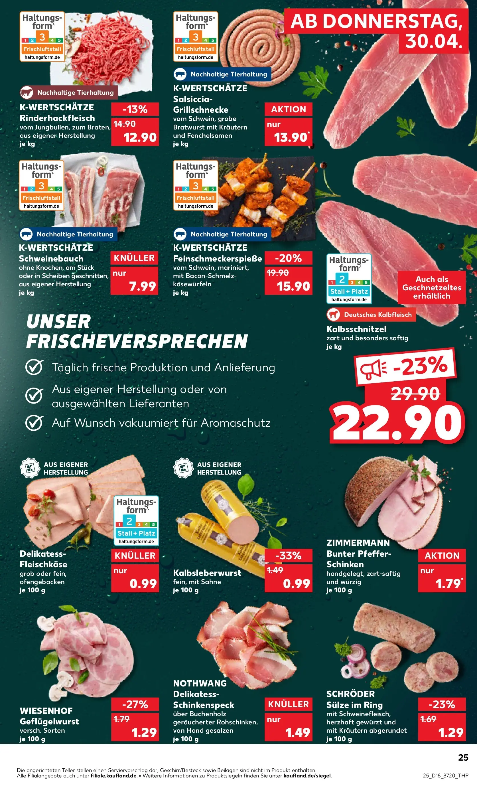 Prospekt Kaufland ab 30.04.2026 » Angebote Online zum Blättern | Seite: 25 | Produkte: Schweinebauch, Bratwurst, Schinken, Sahne