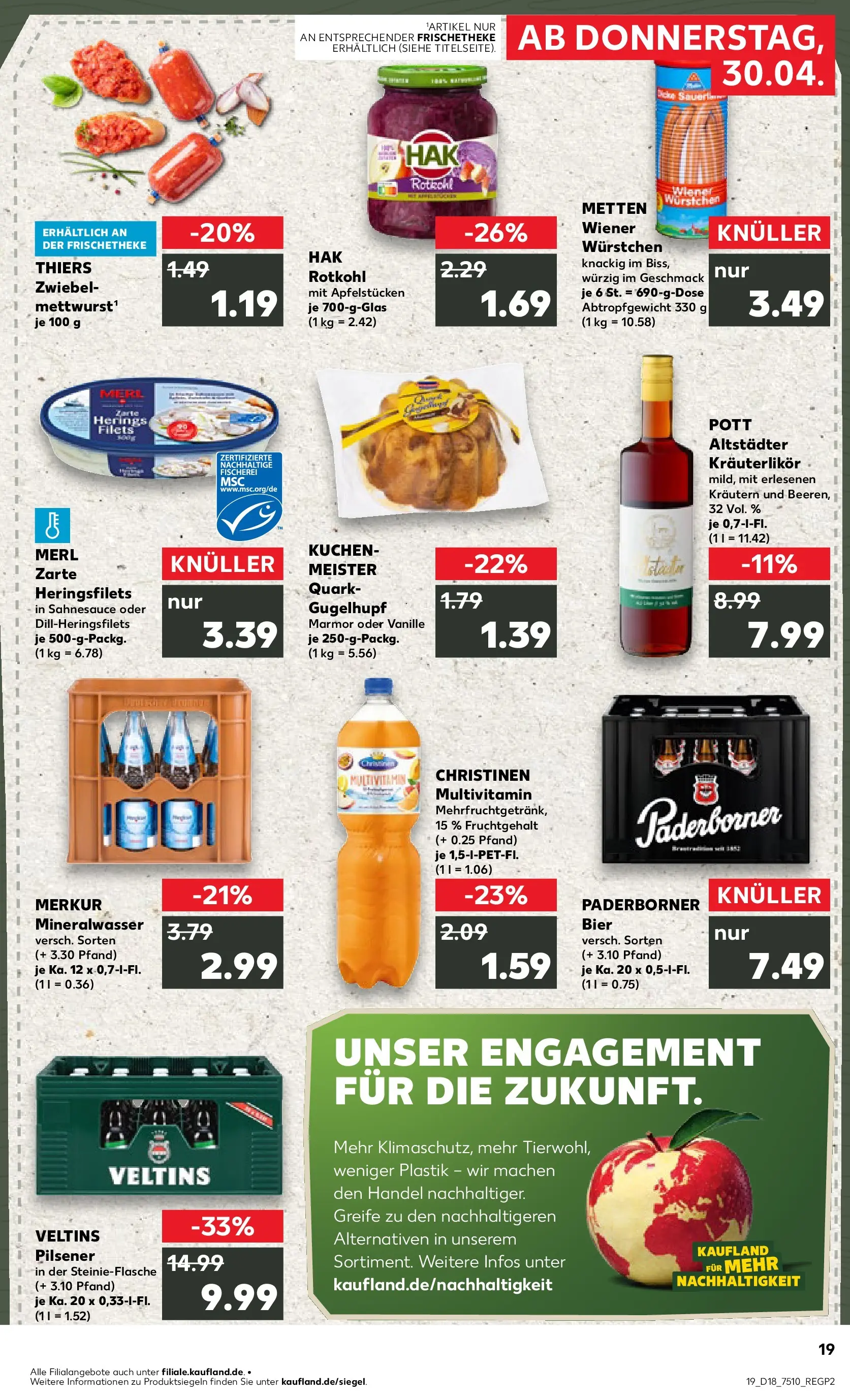 Prospekt Kaufland ab 30.04.2026 » Angebote Online zum Blättern | Seite: 19 | Produkte: Quark, Bier, Mineralwasser, Kuchen
