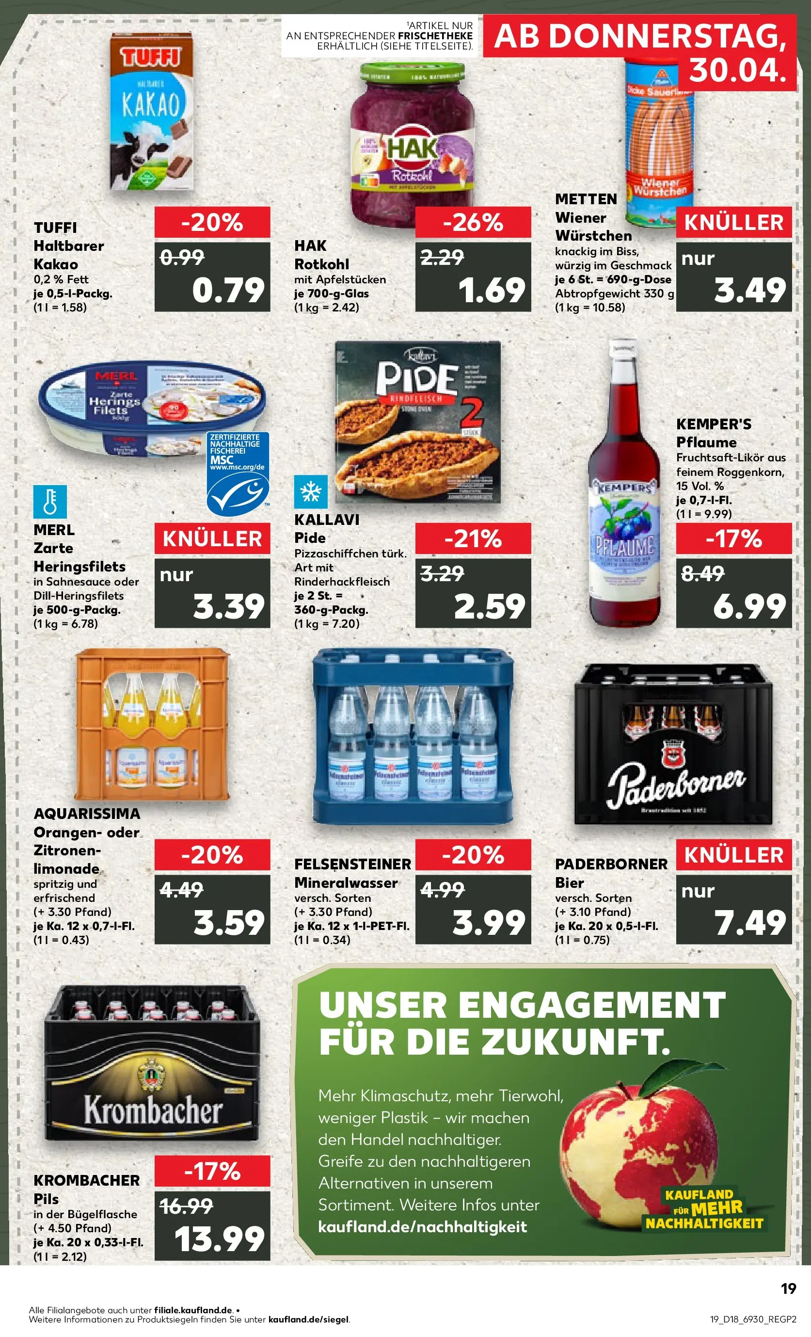 Prospekt Kaufland ab 30.04.2026 » Angebote Online zum Blättern | Seite: 19 | Produkte: Wiener wurstchen, Bier, Pils, Krombacher